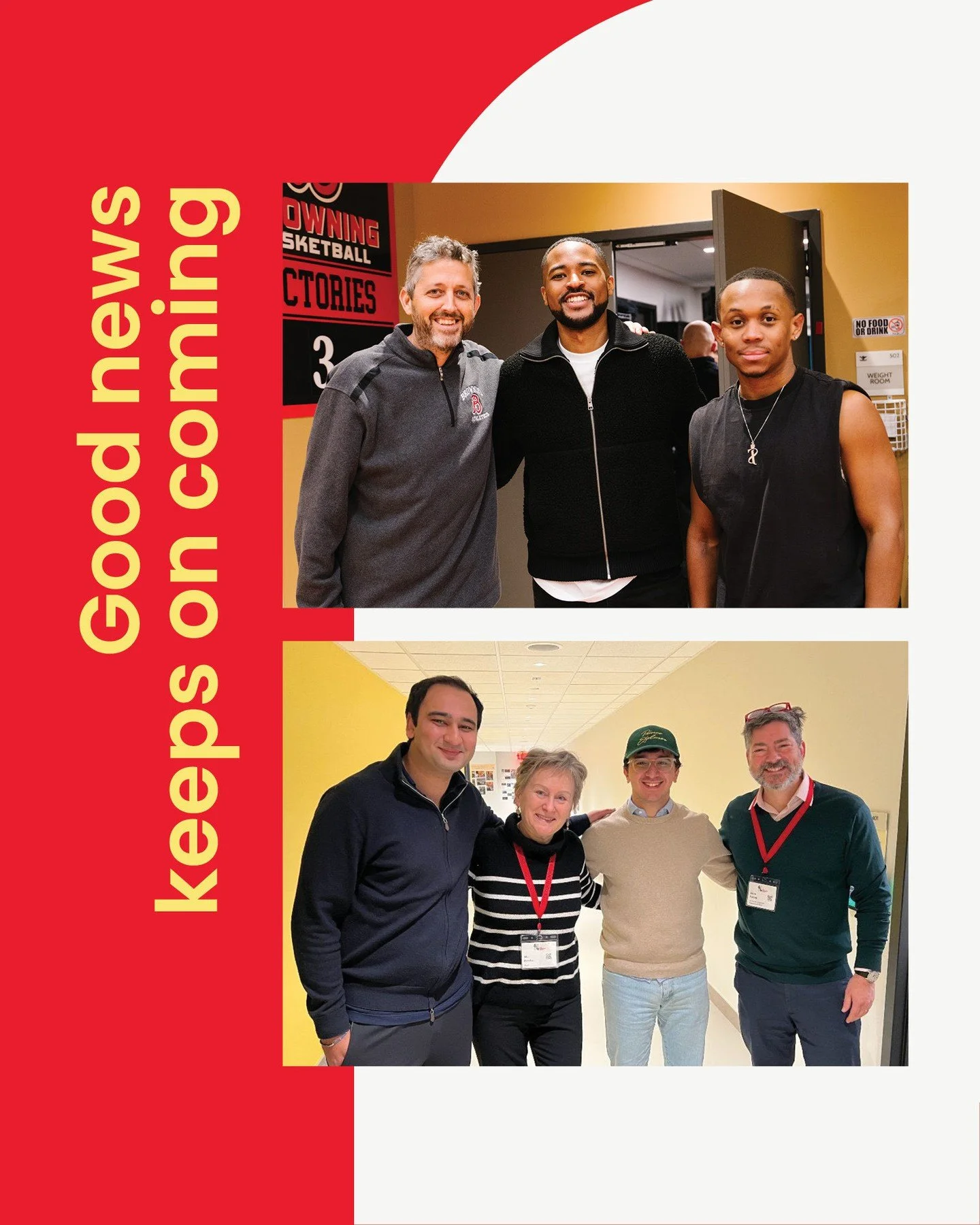 We love reconnecting with alumni! It was great to spot Miles Collins &rsquo;13 and Chris Stevens &rsquo;14 in the new building cheering on the 7/8 Basketball game with Coach West, as well as Class of 2018 members Rohan Singh and George Stavropoulos c