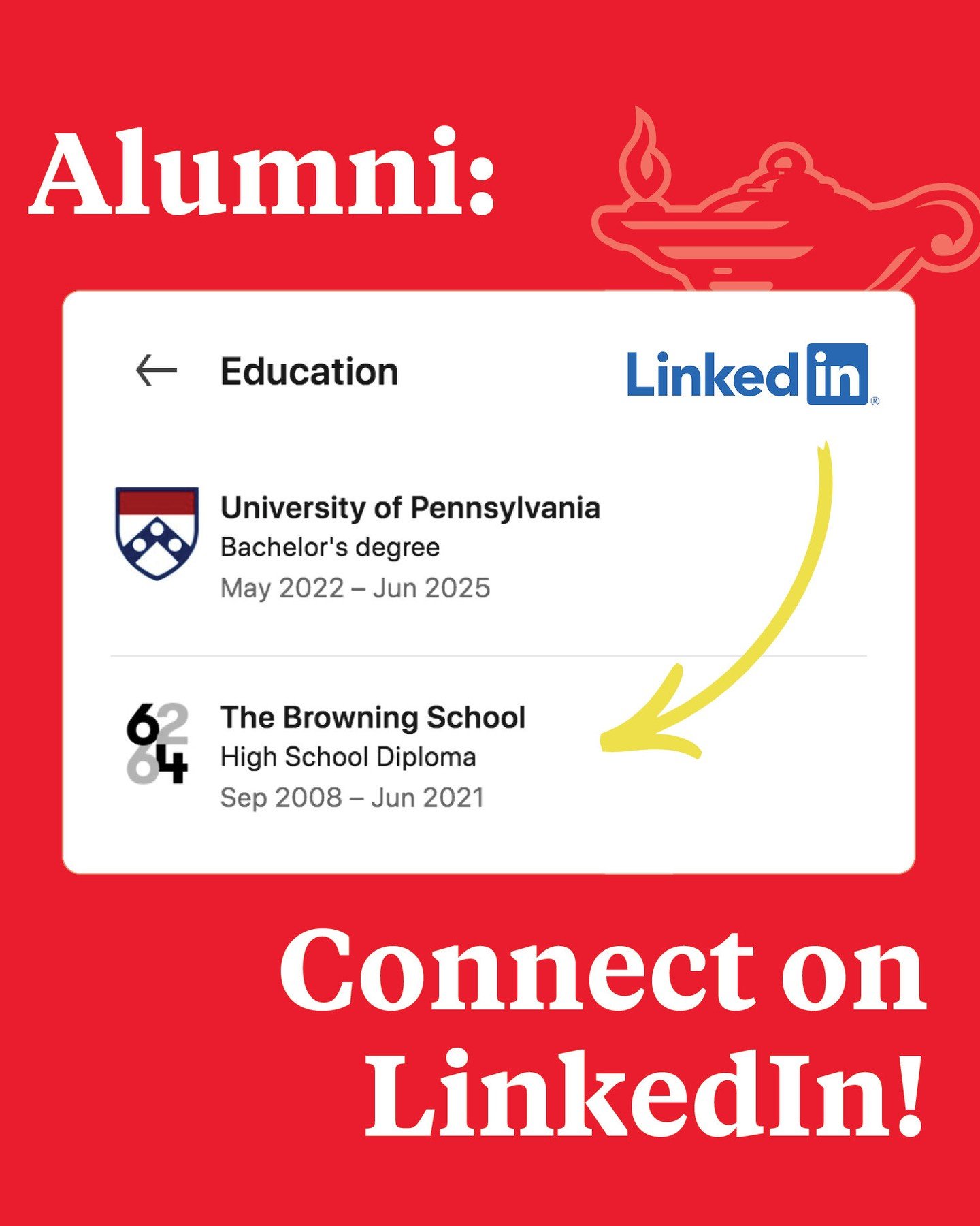 Alumni, stay connected to your Browning brothers, wherever life has taken you!⁠
⁠
By listing The Browning School in your LinkedIn profile, you can use the Alumni tab to find classmates by industry, role, or location and reconnect with the Browning ne