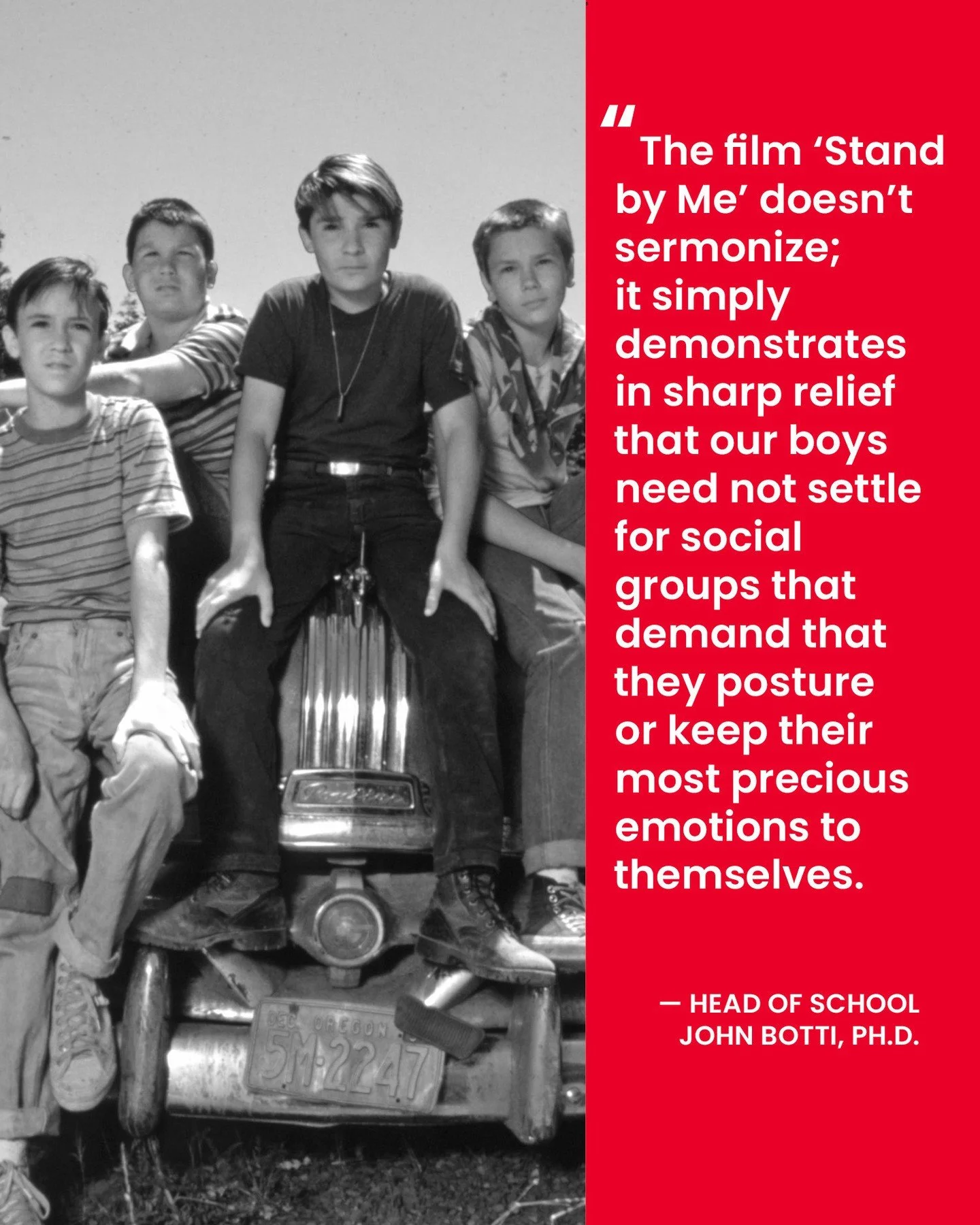 Dr. Botti on Boys, Friendship, and &lsquo;Stand By Me!&rsquo; ✍️⁠
⁠
In his latest blog, our Head School revisits the classic film to discuss what it reveals about male friendship&mdash;and why empathy, loyalty, and emotional honesty remain essential 