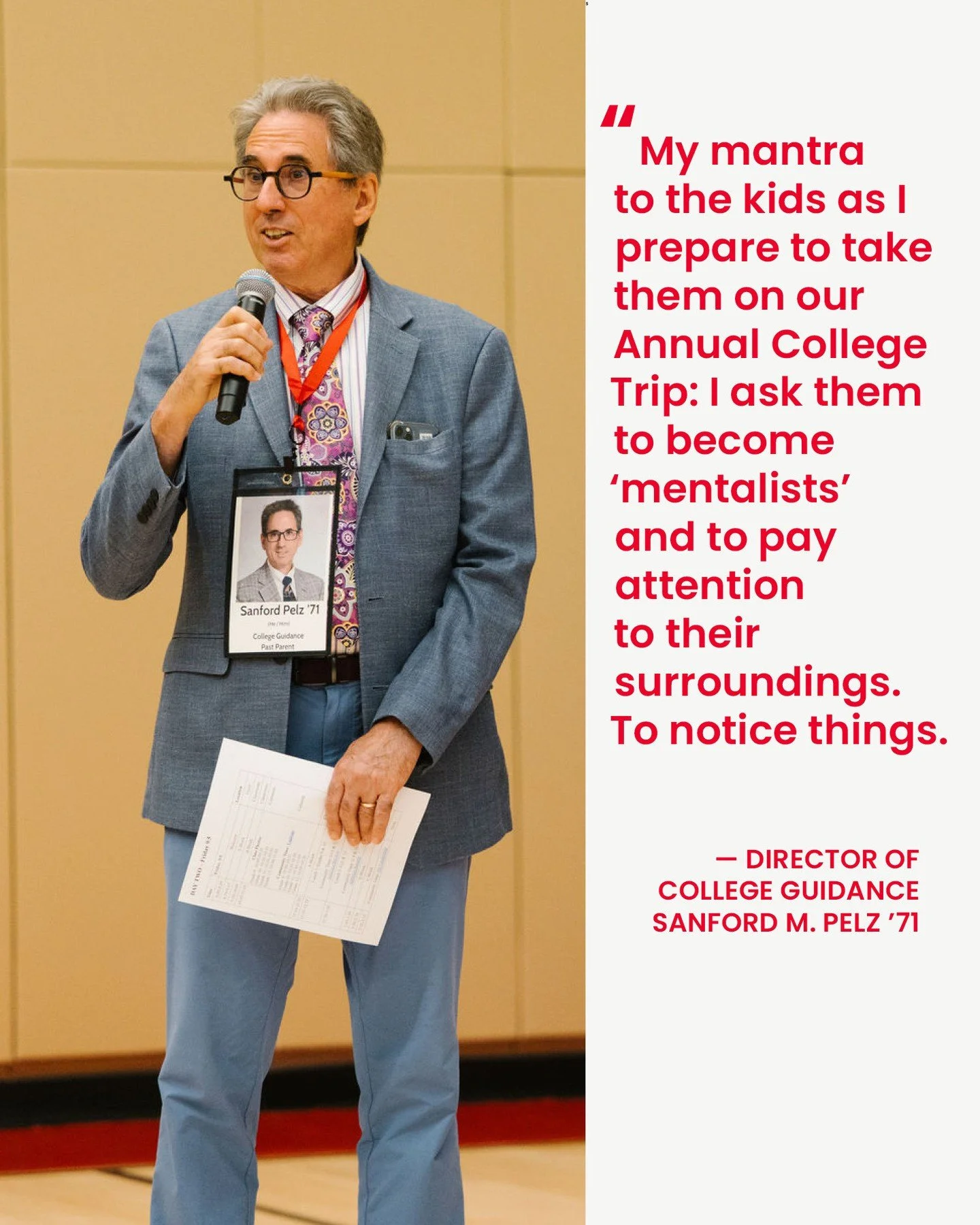 Mr. Pelz&rsquo;s blog on navigating the college journey is back! ⁠
⁠
In the latest 'After Words' piece from the College Guidance Office, Sanford Pelz &rsquo;71 shows how paying attention to the small details on campus visits can transform a routine t