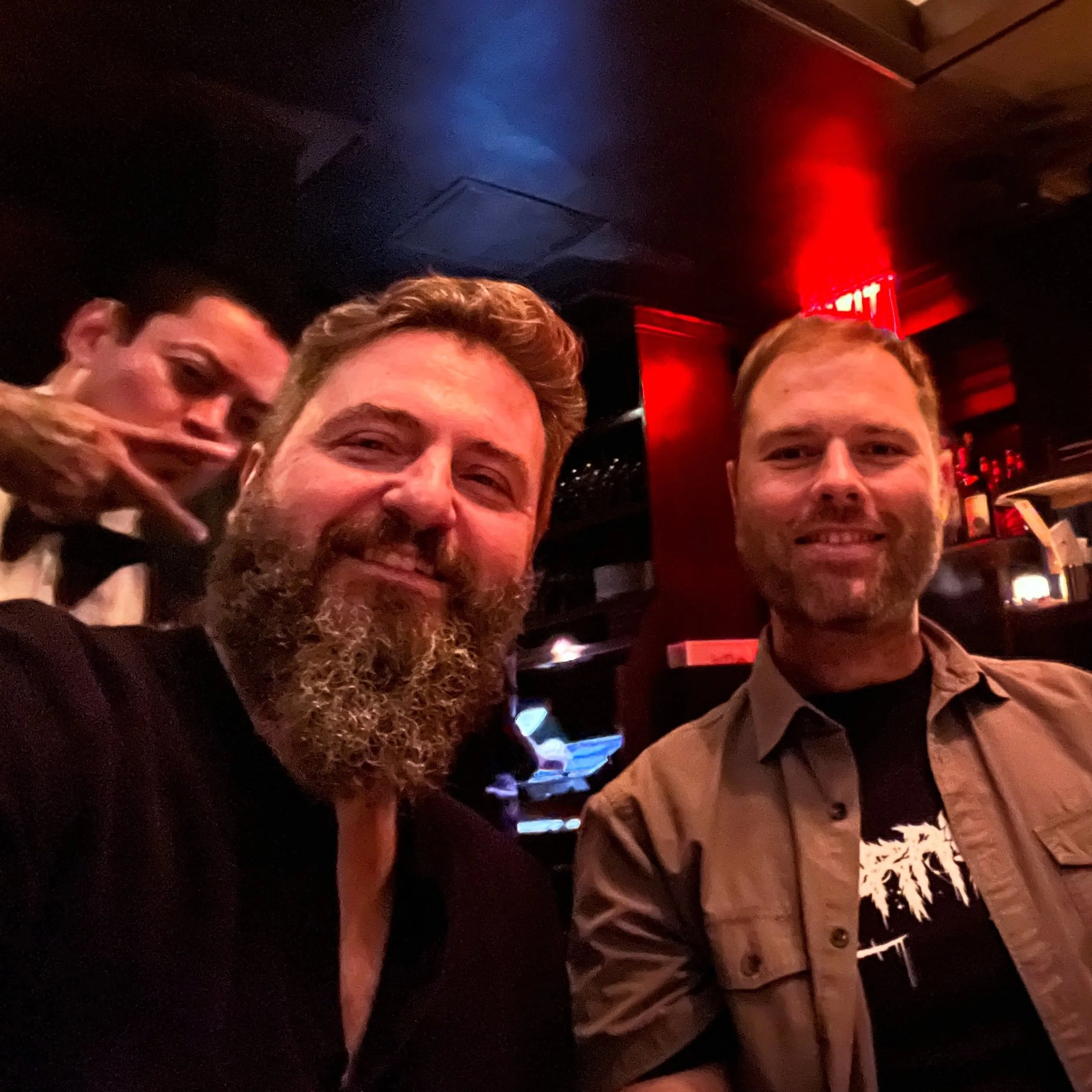 @stuartvalberg and I at the producer dinner last night in NYC. At @carbonerestaurants #theylikethedark #filmmaking #setfood!
