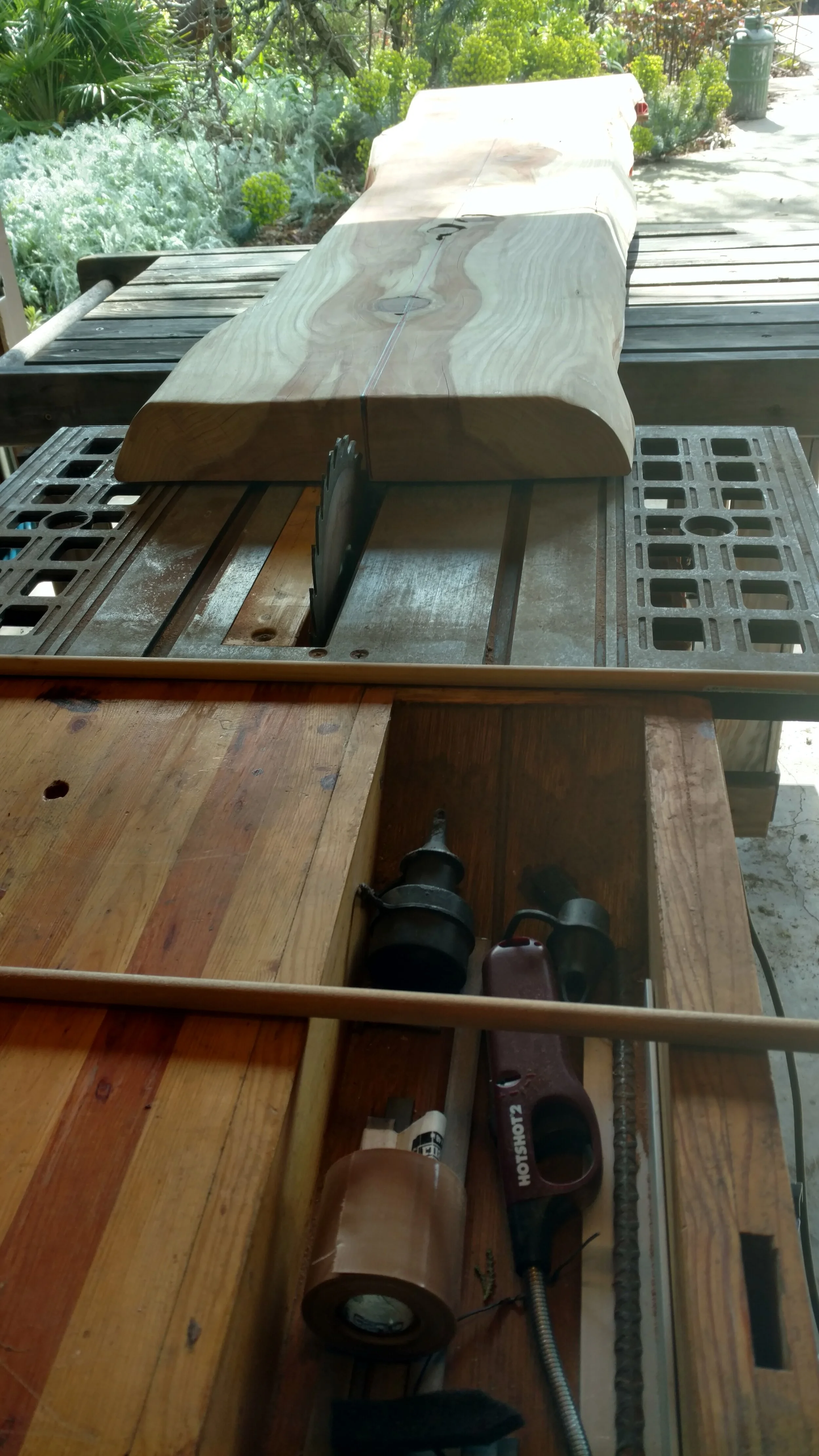 Making the first cut on table saw