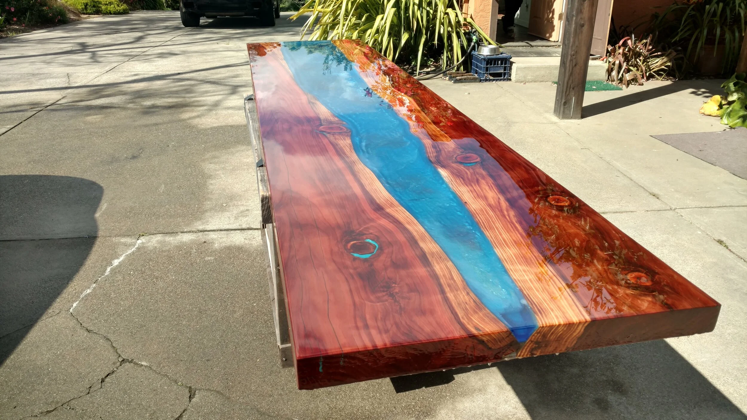 Almost done, table is now at 200 pounds. 9 feet long, 30 inches wide and 3 inches thick