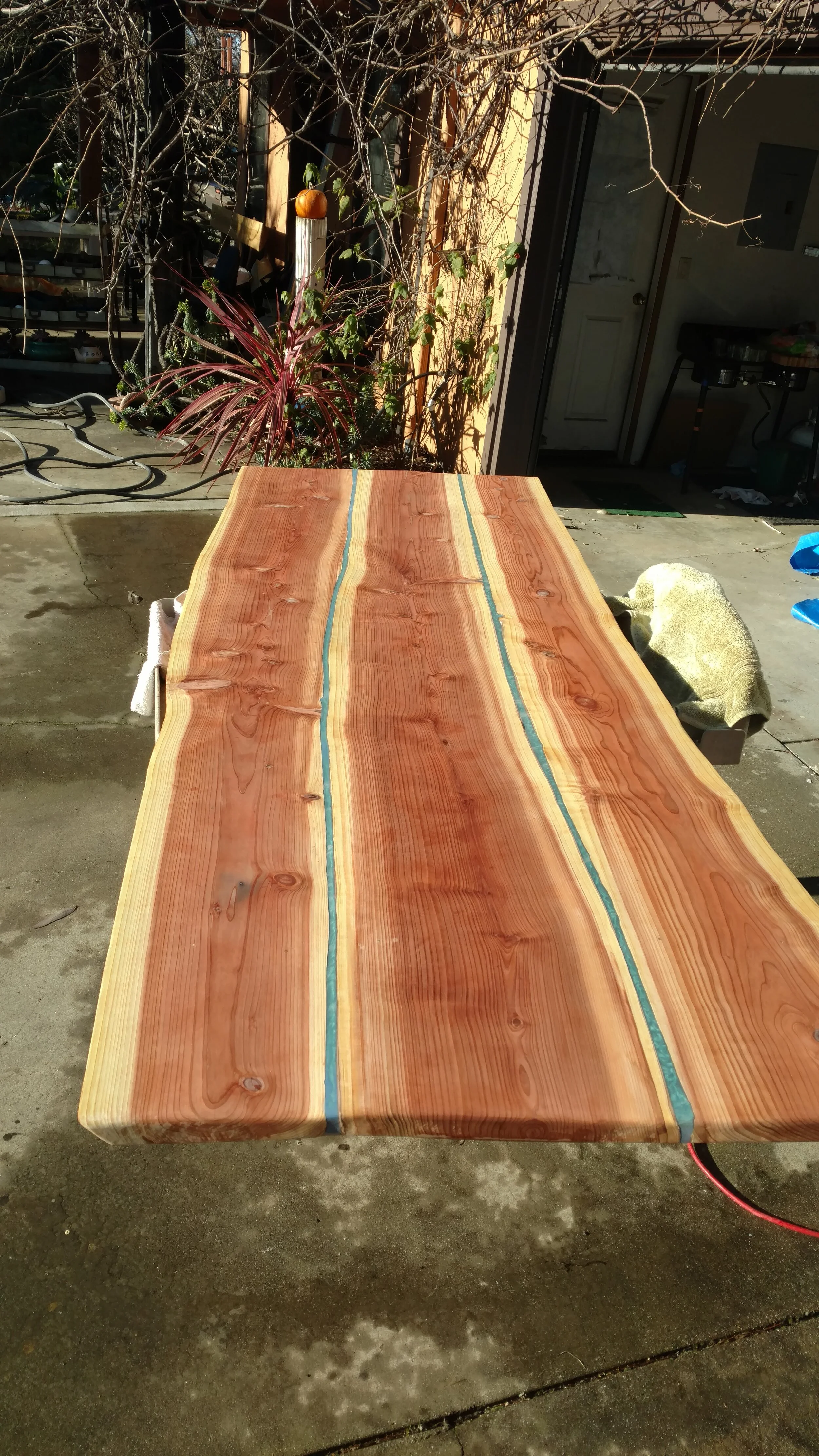 routered and sanded, ready for seal coat, then flood coat