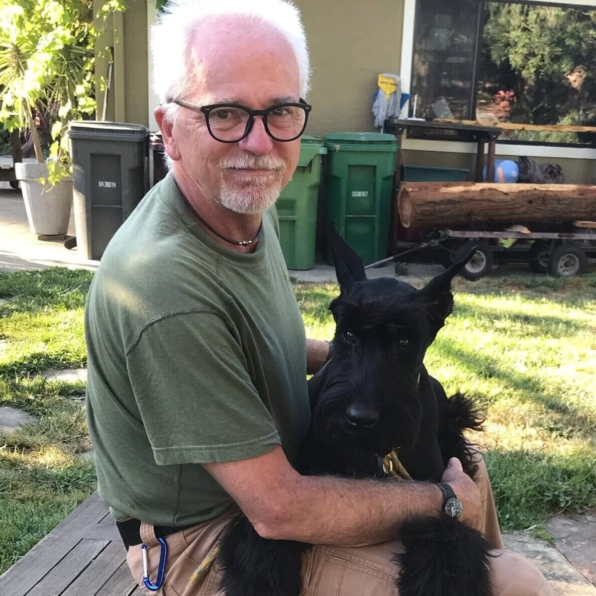Jim Morrissey with our newest Giant Schnauzer, Pepper