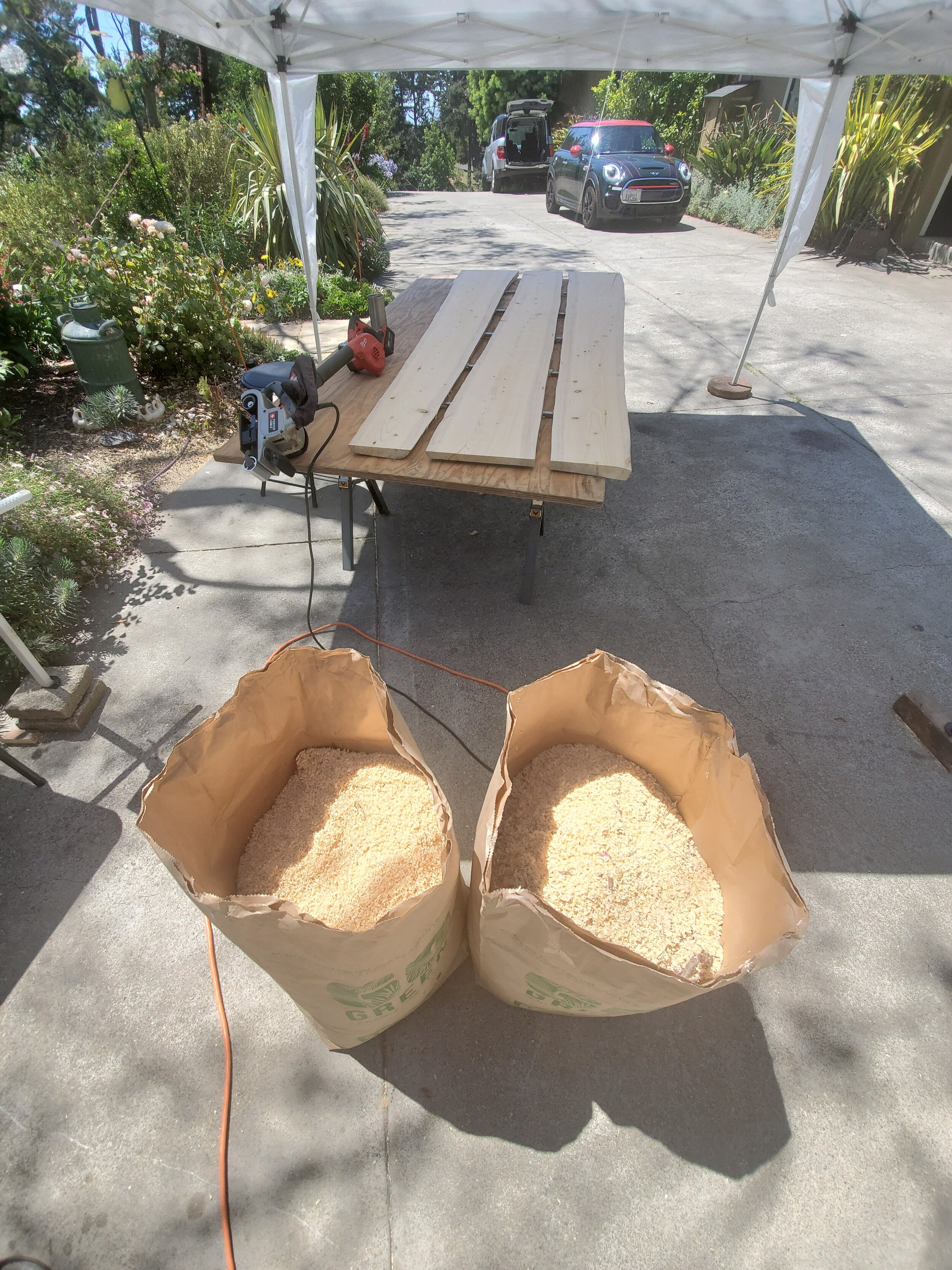 Routering the wood down to level produced 2 full bags of sawdust