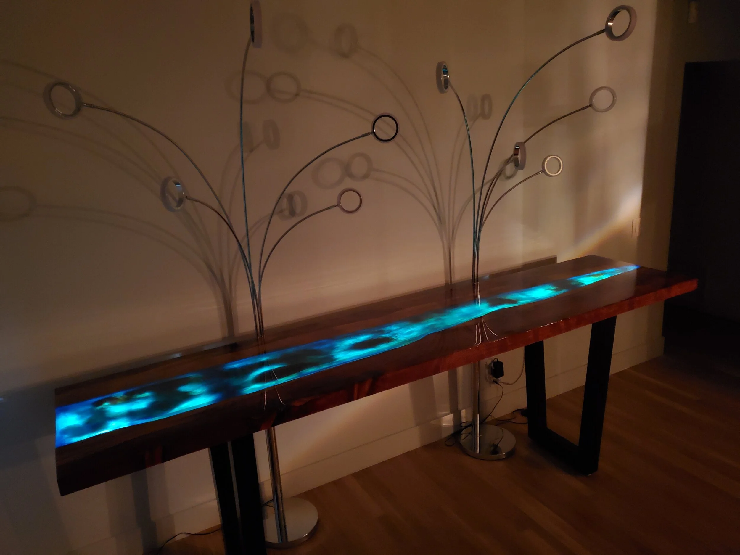 LED lights below the table give a nice effect