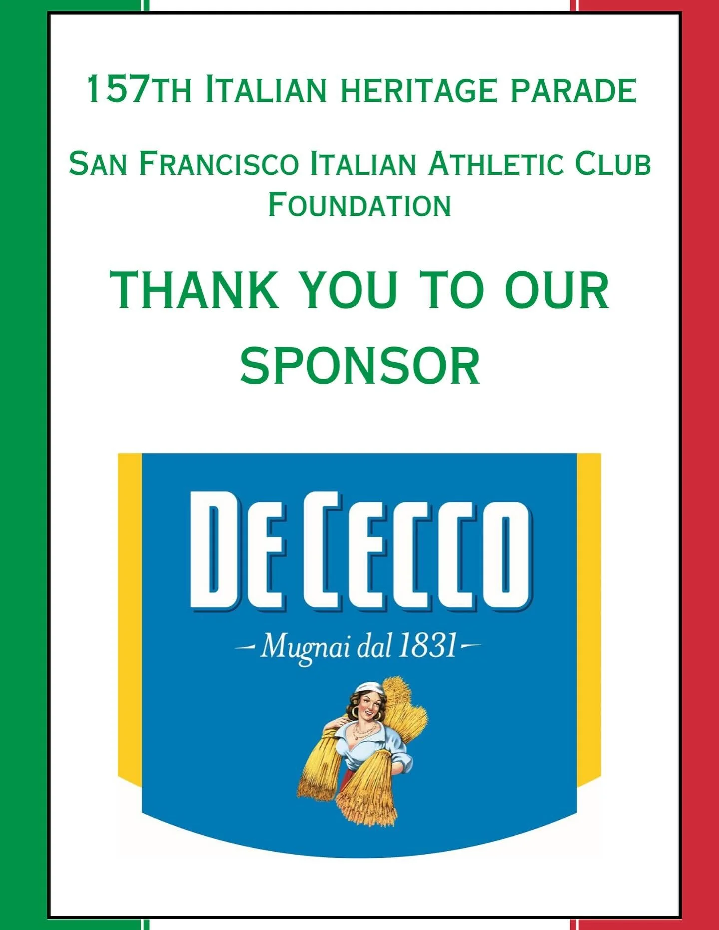 Grazie mille @dececco_pasta for supporting our many events: the 🇮🇹 parade, Statuto Race and High School Sports Awards.  @dececco_pasta_us
