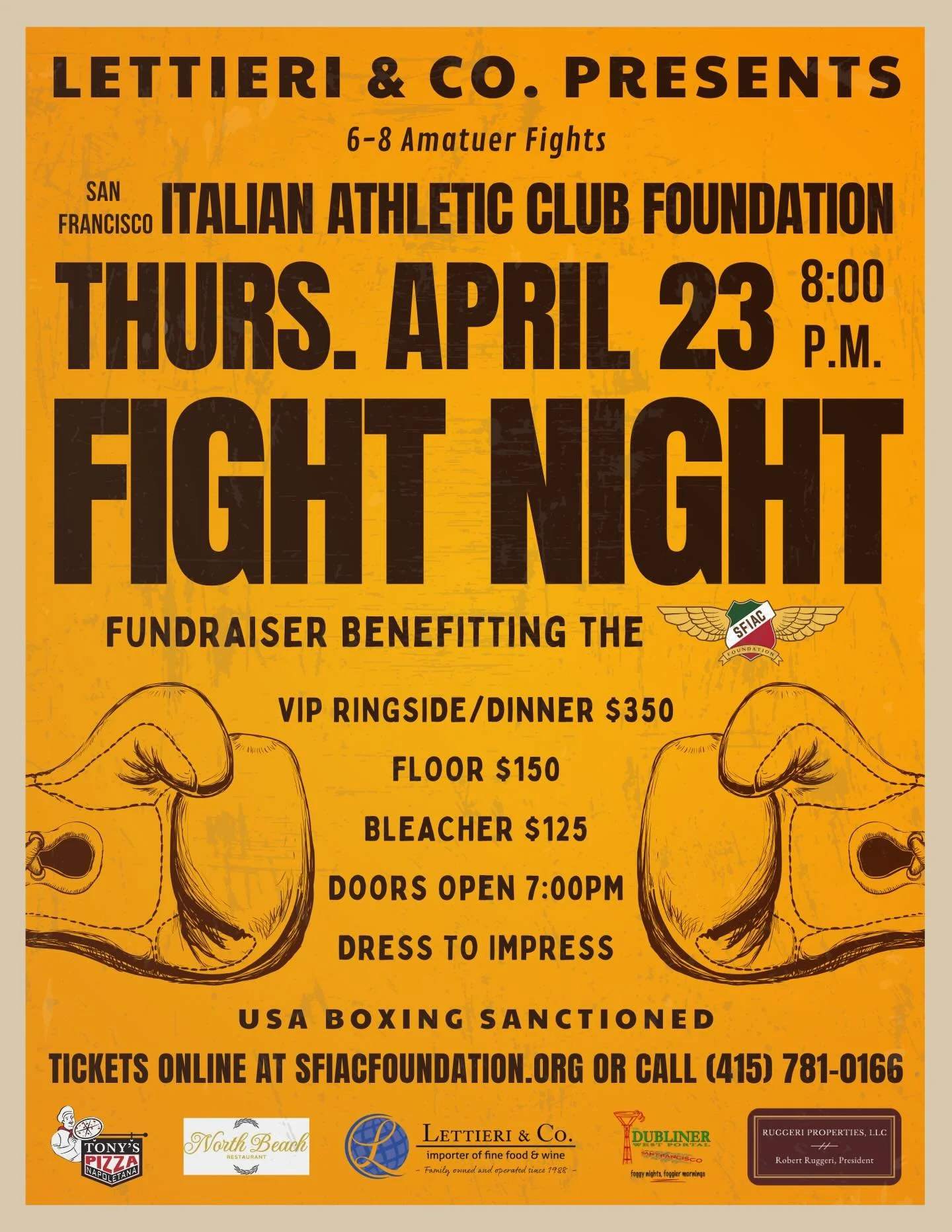 Fight Night in the heart of North Beach 🥊🌁 thank you to our sponsors @unwinedsf @lettierifoods @northbeach1512 @tonyspizza415 @thedublinerwp #Ruggeri