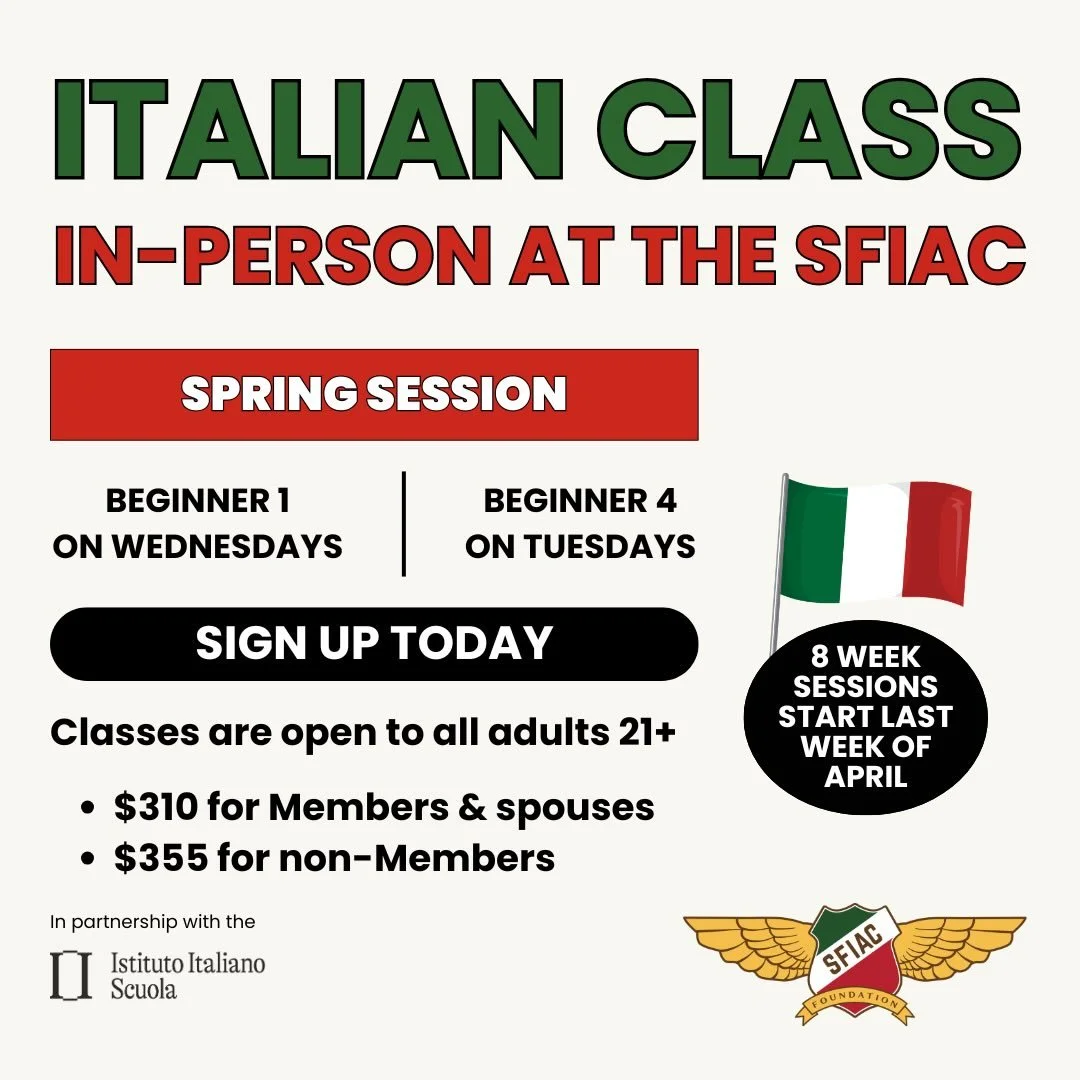 Two in person classes are available this Spring.  Prepare for your next 🇮🇹 adventure.