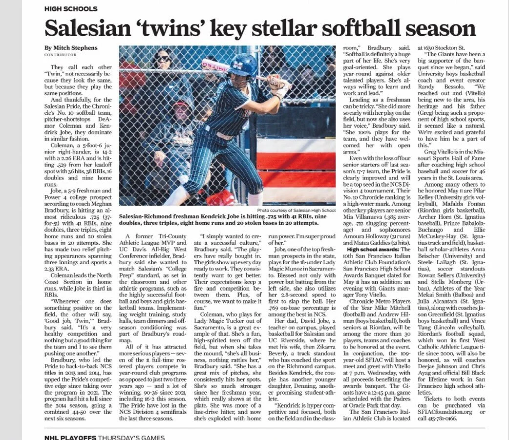 Thank you to Mitch Stephens and @sfchronicle for the article acknowledging the High School Sports awards and celebrating the student athletes.