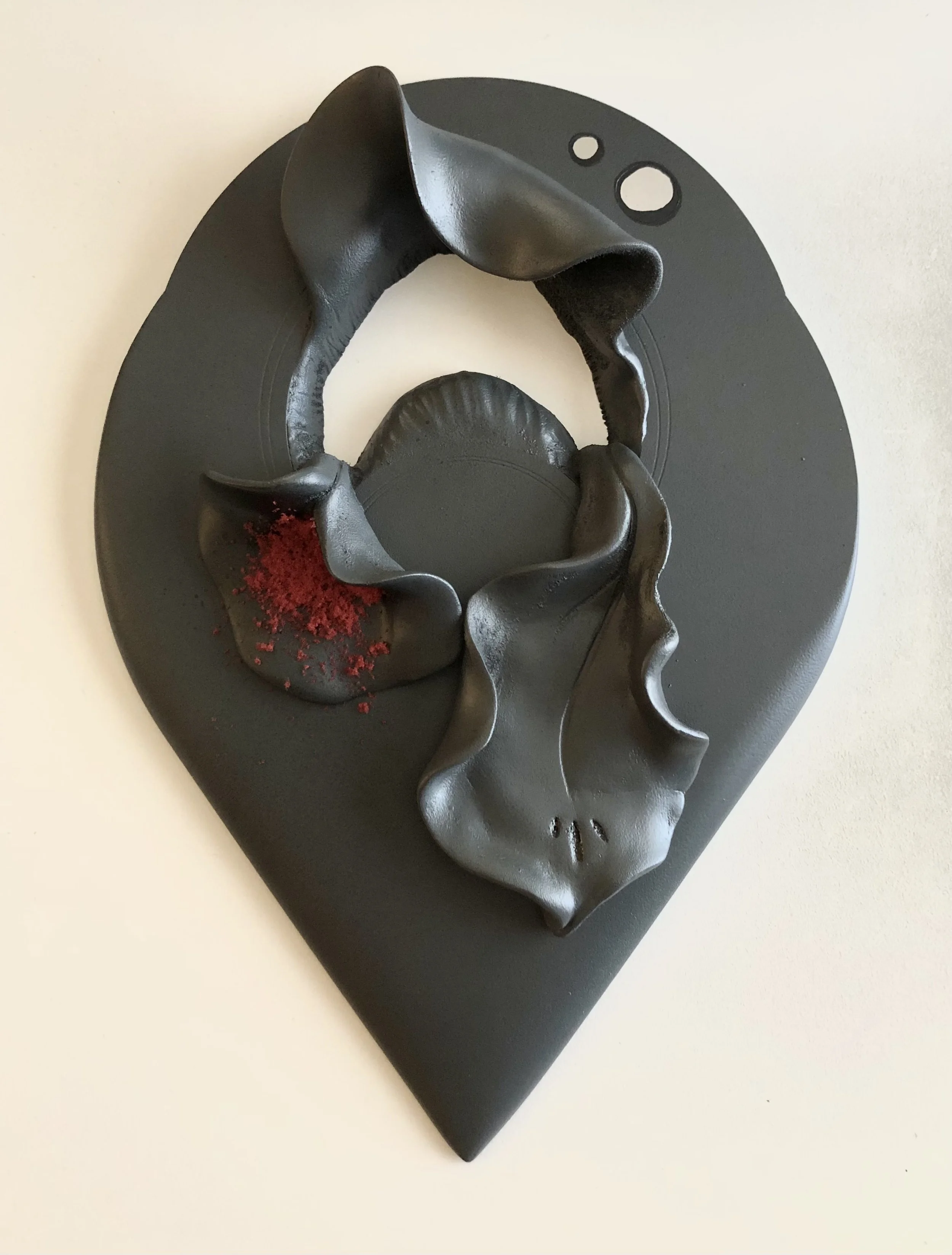 A Start aka Micky's Massacre- Acrylic and flock on composite and stainless steel - 12" x 8" x 4" - 2021