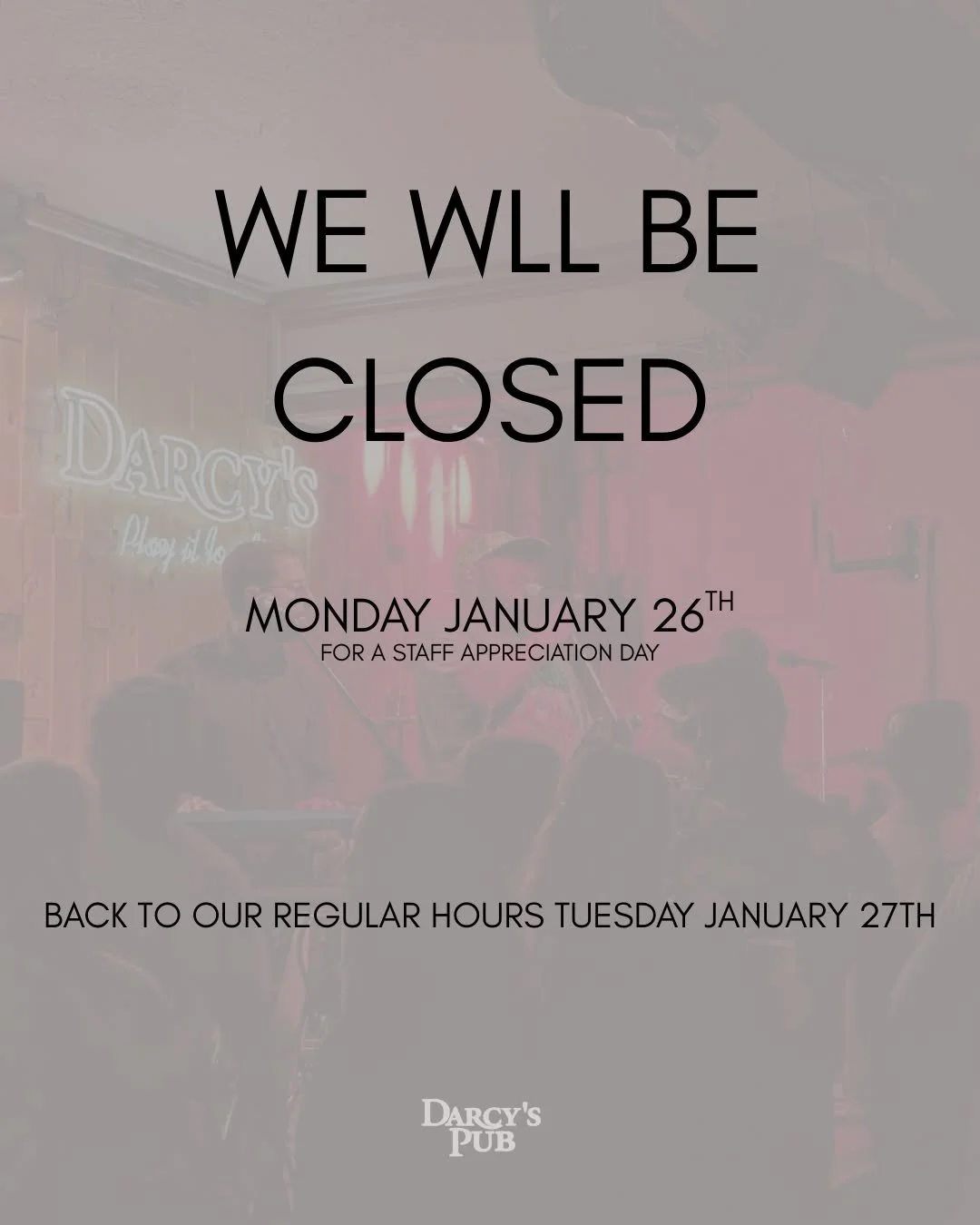 We will be closed tomorrow, January 26th to celebrate another amazing year with our staff. See you all on Tuesday!