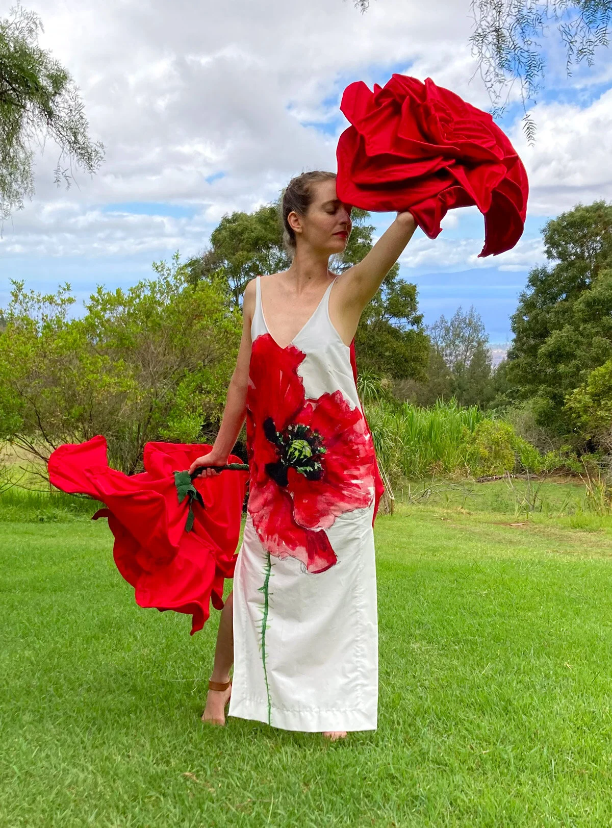 designer red cocktail dress Bright Red Long Formal Dress with Sequins main image 1