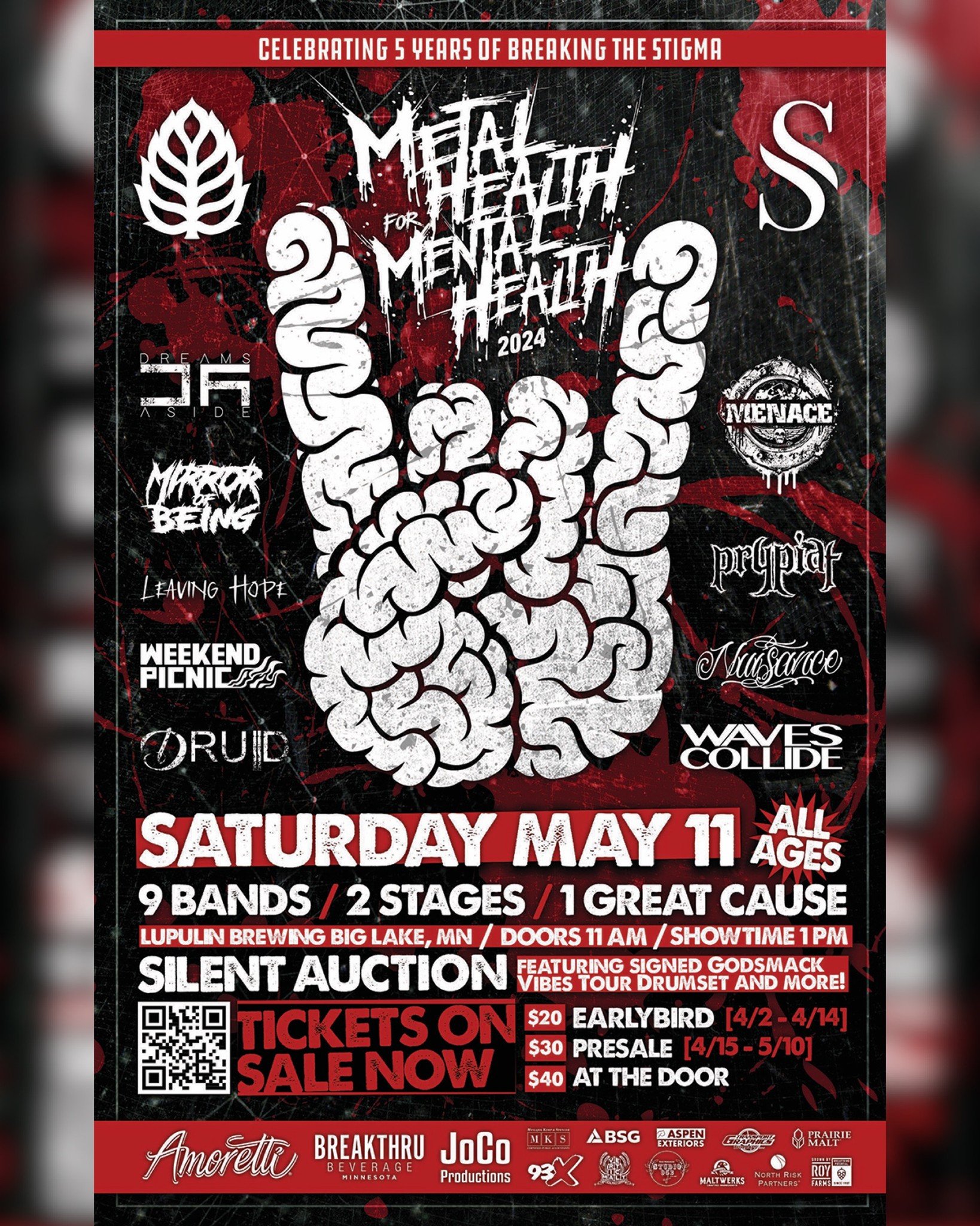 THIS SATURDAY‼️ @lupulin_brewing and @thescarsfoundation will be celebrating the 5th year of their #MetalHealthForMentalHealth event to celebrate #MentalHealthAwarenessMonth! 🤘🍺 💛 If you are in the MN area come out and experience a night of music,