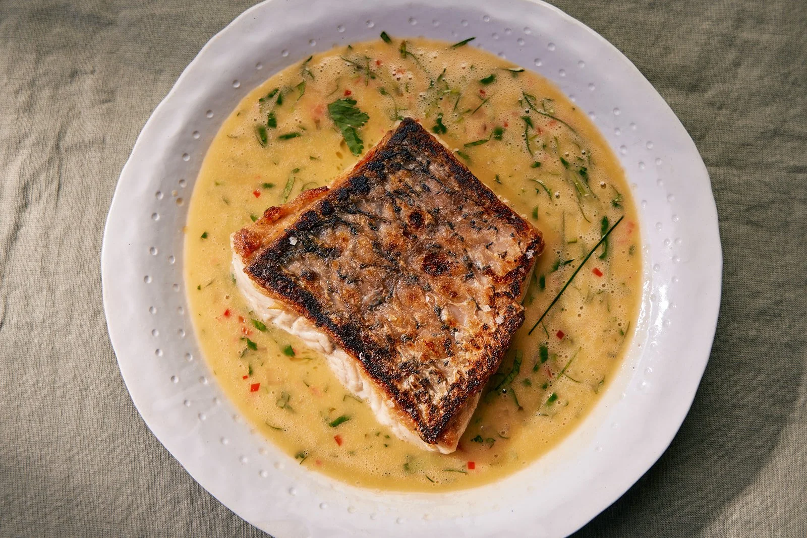 Pressed Fish Barramundi in Thai Style Buerre Blanc — Farm to Fork
