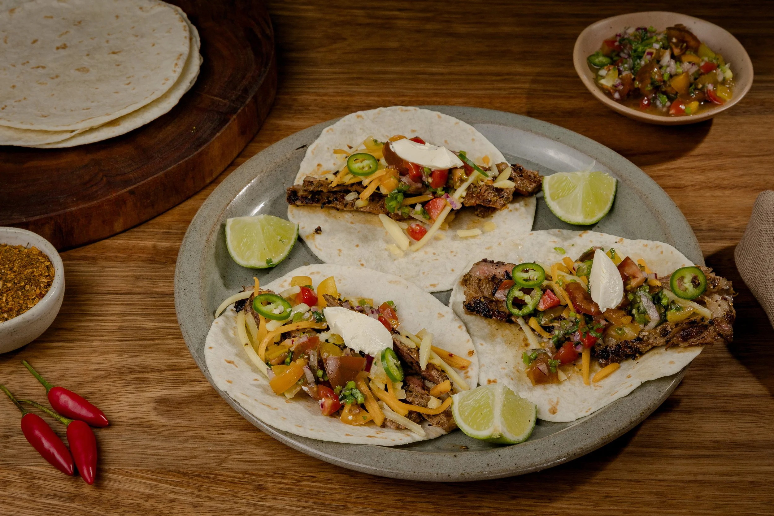 Sizzling Steak Carne Asada Tacos