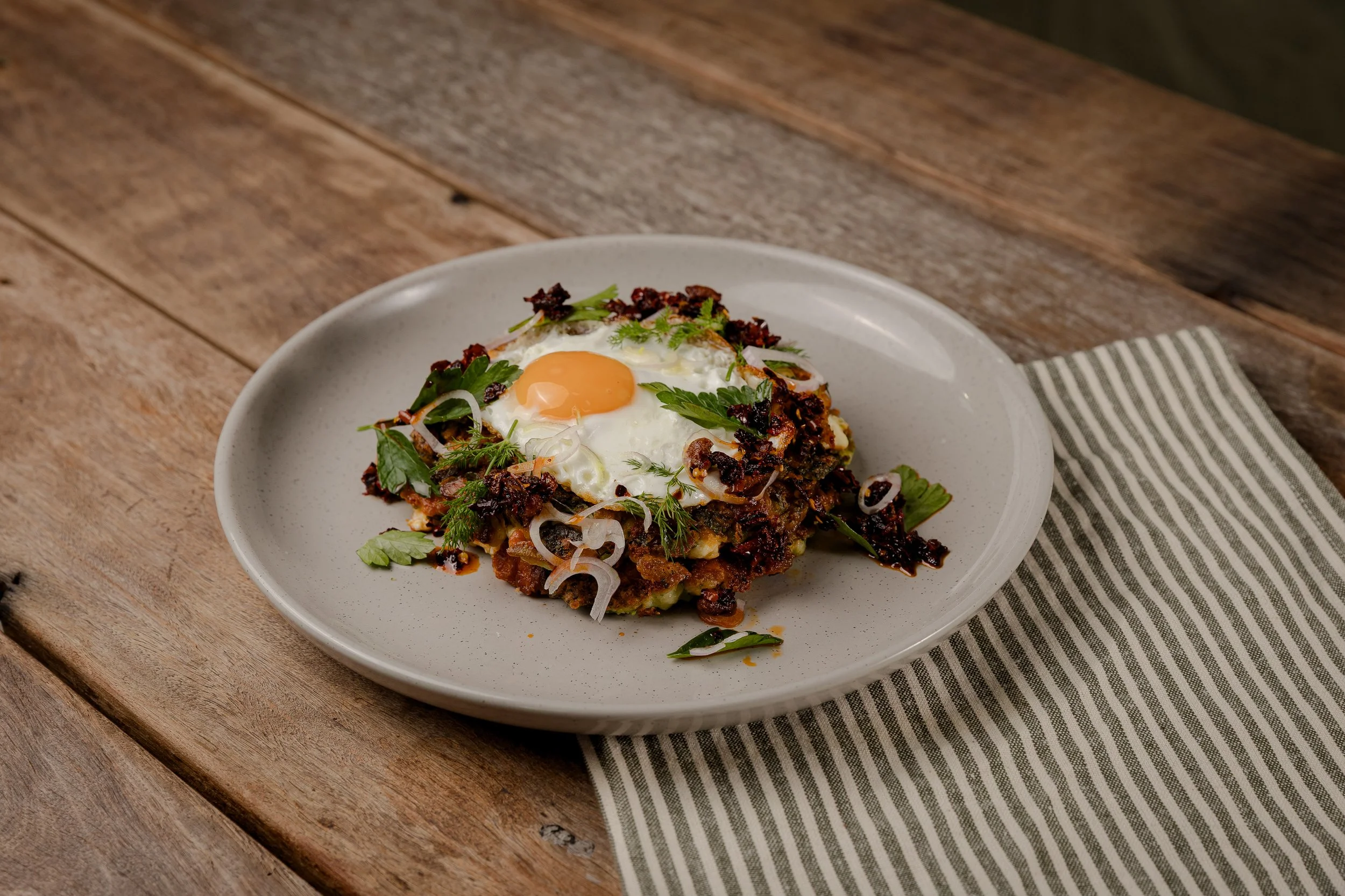 Broccoli and Feta Fritters with Fried Eggs