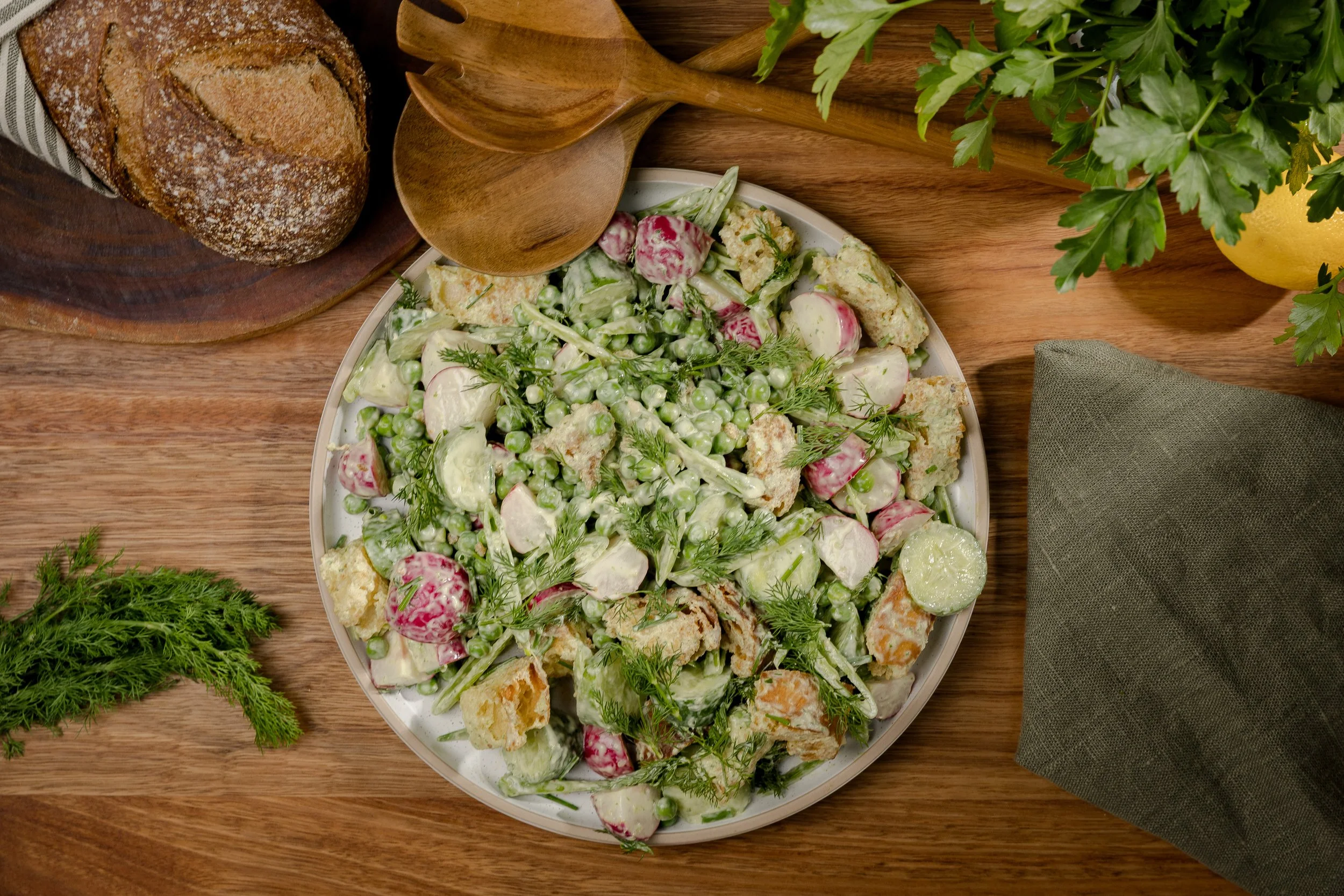 Cucumber and Radish Salad with Avocado Dressing