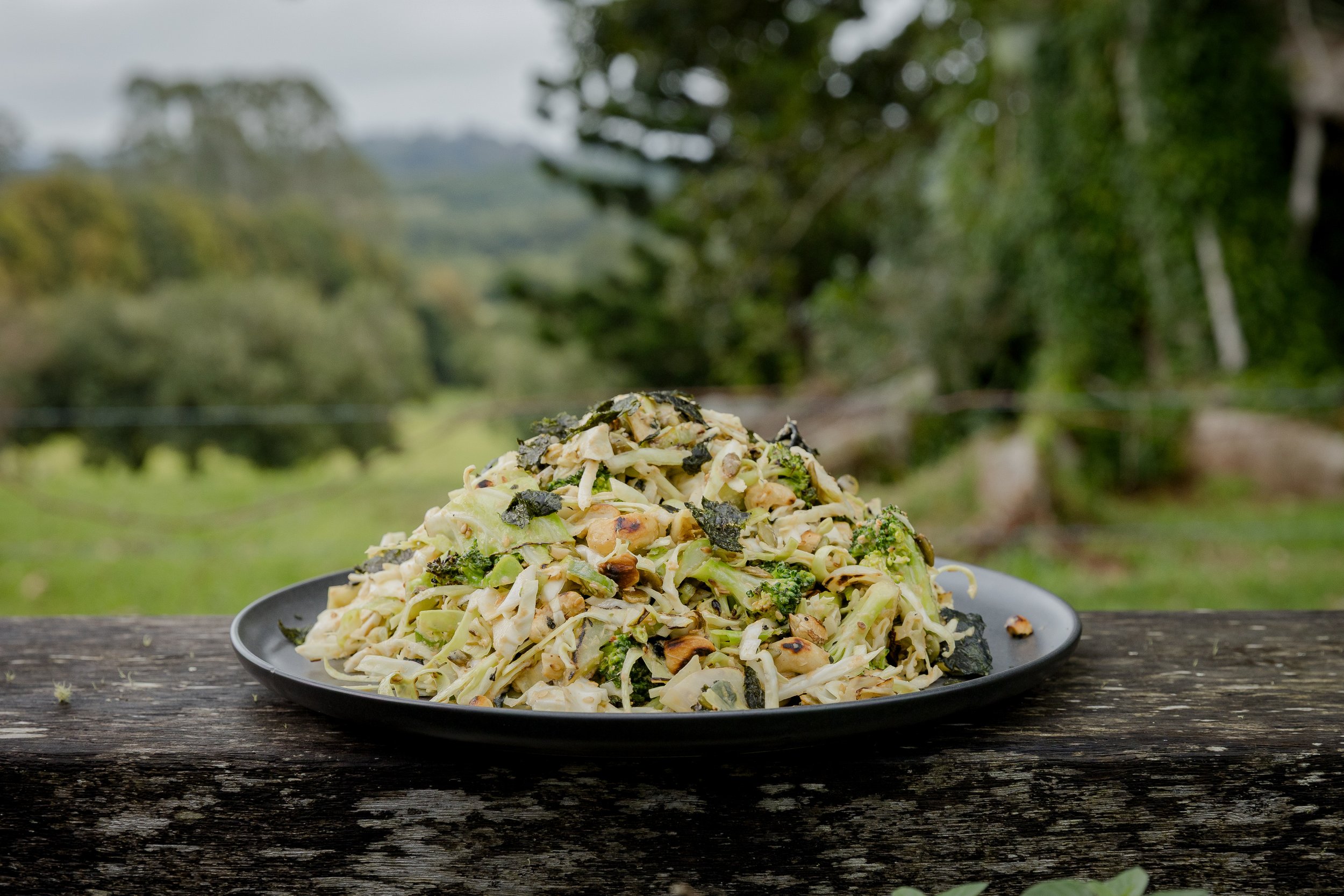 Charred Broccoli and Cabbage with Ginger 