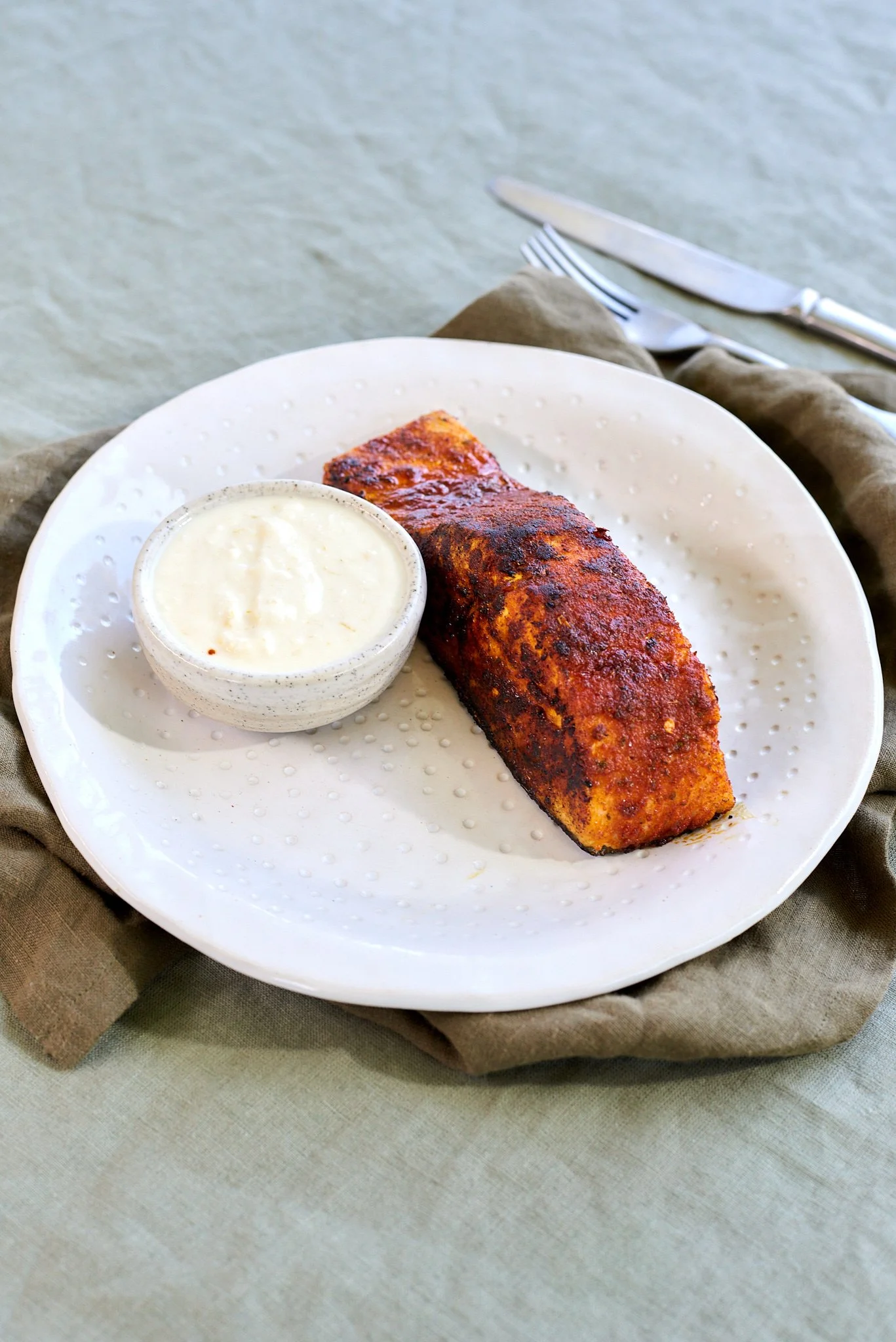 Tikka Crusted Salmon with Lemon Yoghurt