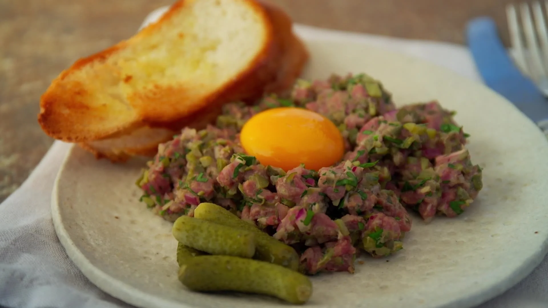 Beef Tartare with Grilled Crostini