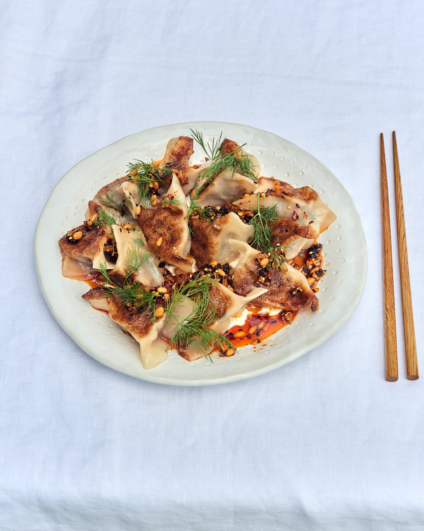 Cumin Beef Dumpling with Pine nut Chilli Crunch