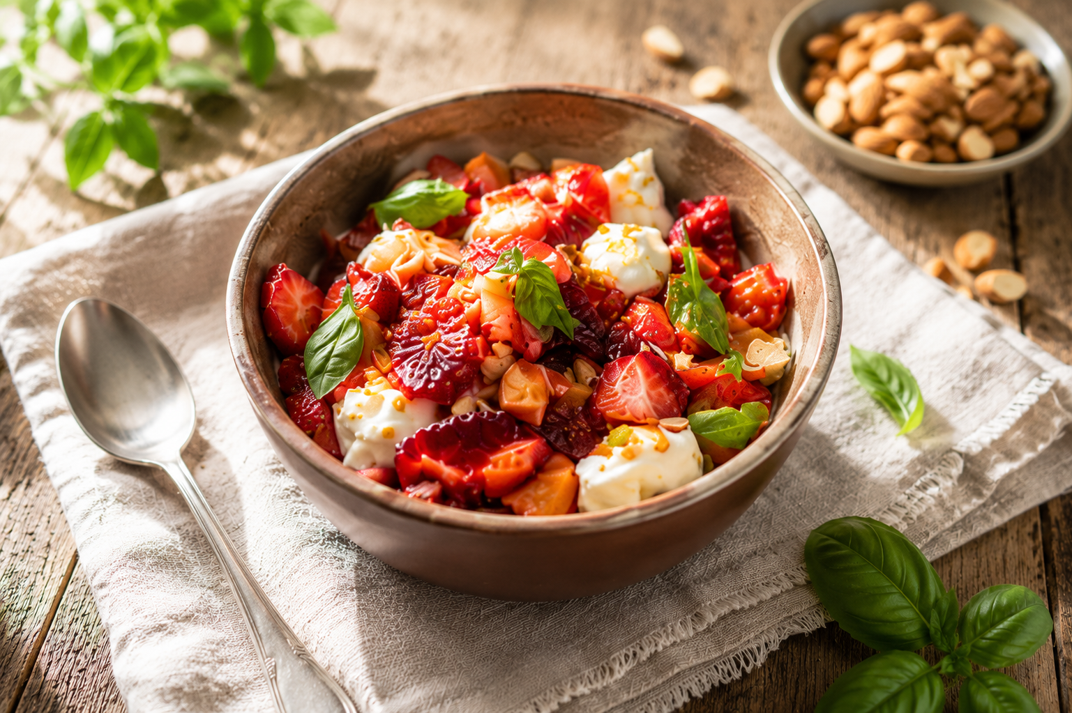 Strawberry &amp; Blood Orange Marscapone with Balsamic &amp; Almonds