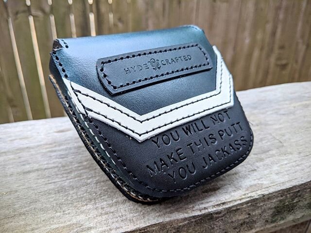 Another putter headcover with a motivational quote! &bull;
&bull;
&bull;
#HYDEcrafted #handcrafted #craftsmanship #leathercraft #americanmade #madeinamerica #madebyhand #DIY #shopsmall #leather #headcover #golf #putter