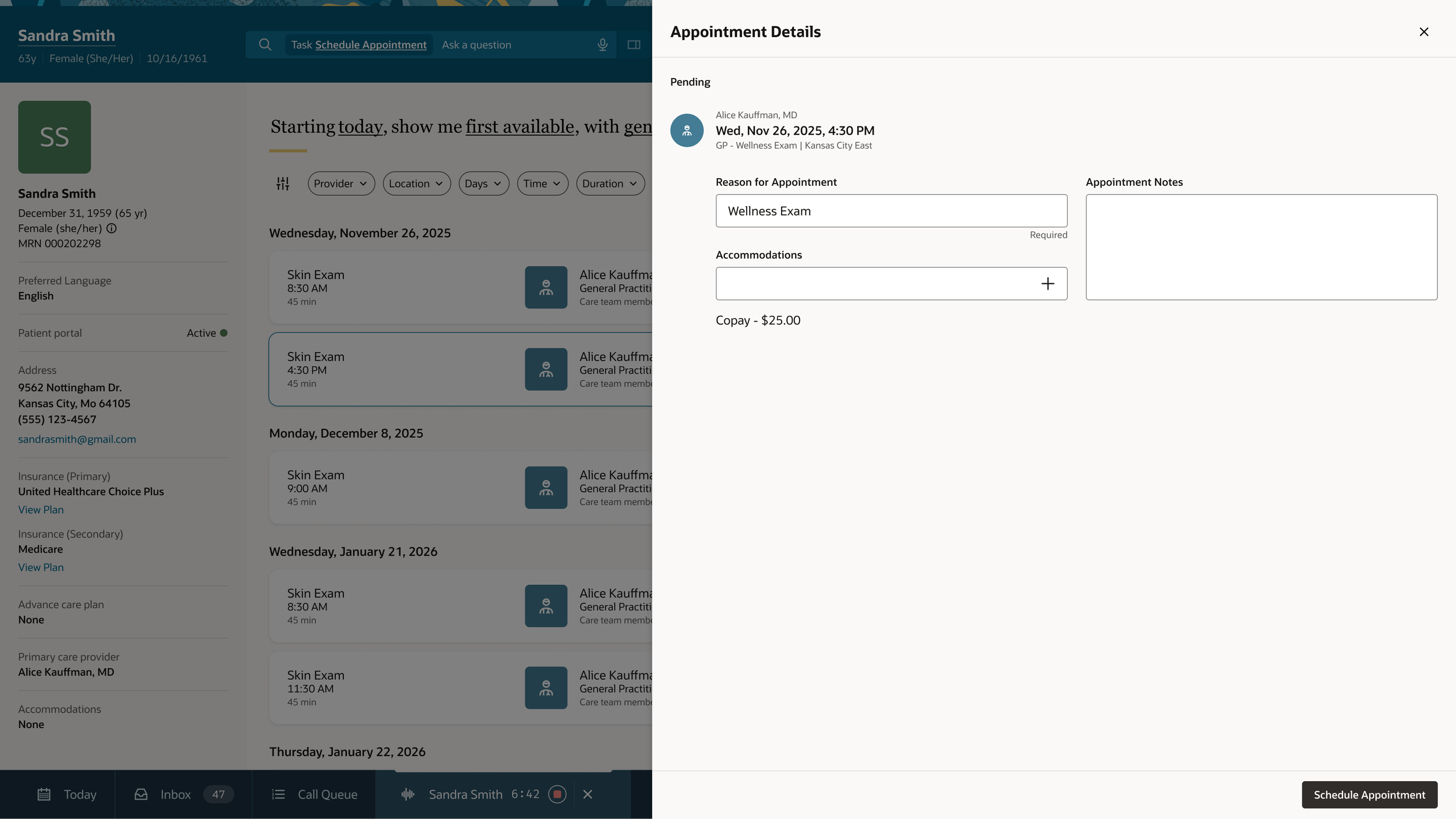 Once an appointment has been selected, additional information is needed to complete scheduling