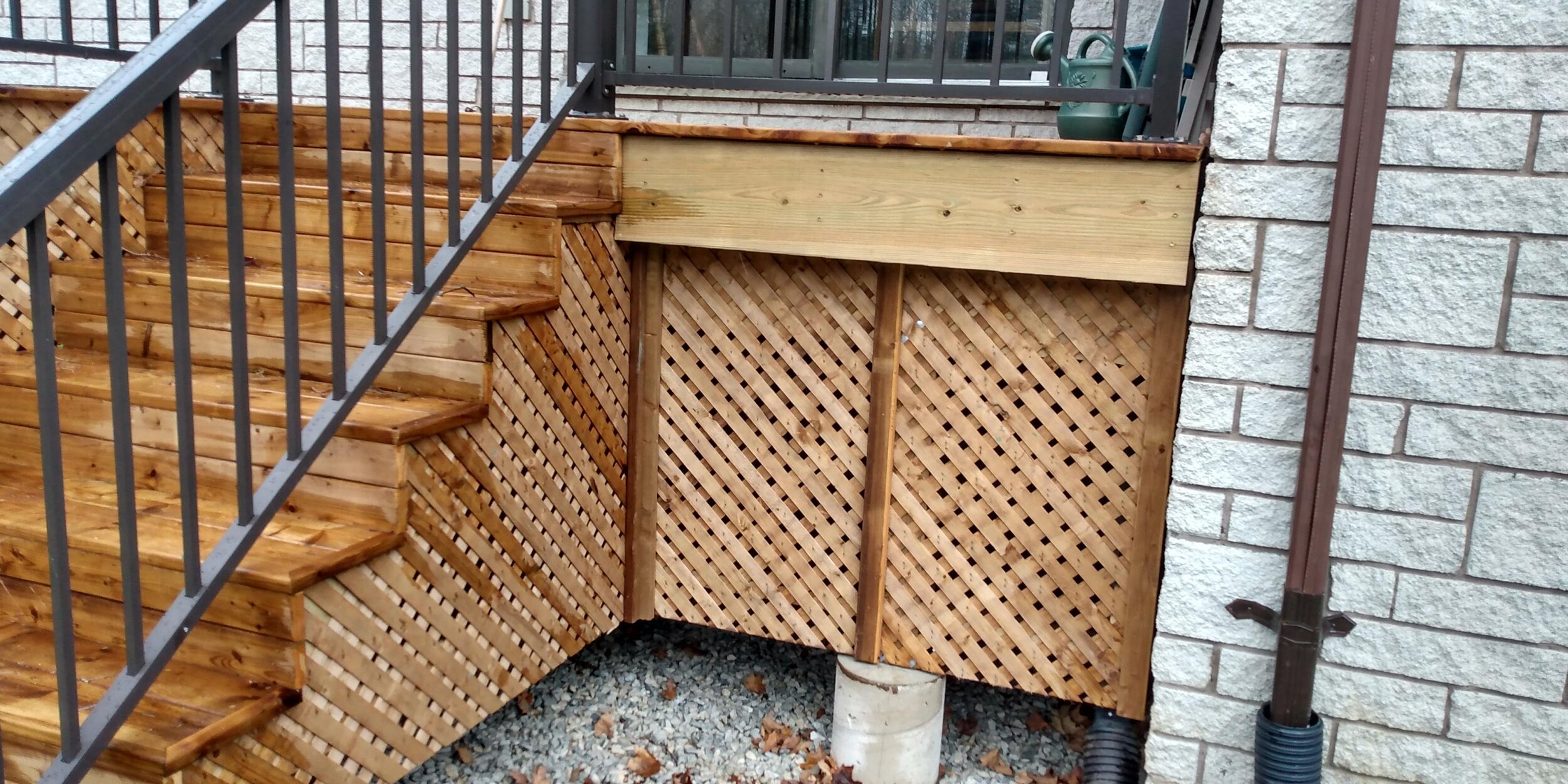 Closed risers, mitred treads