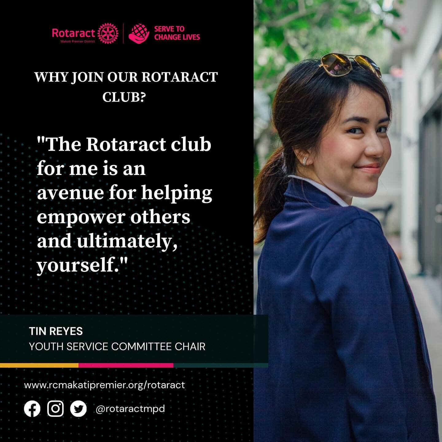 WE WANT YOU!

Join our dynamic group of young individuals serving to change lives!

www.rcmakatipremier.org/rotaract

#servetochangelives #rotaractclub #rotaractclubofmakatipremierdistrict
#rotaryinternational #rotaryclub #rotaractinternational #igda
