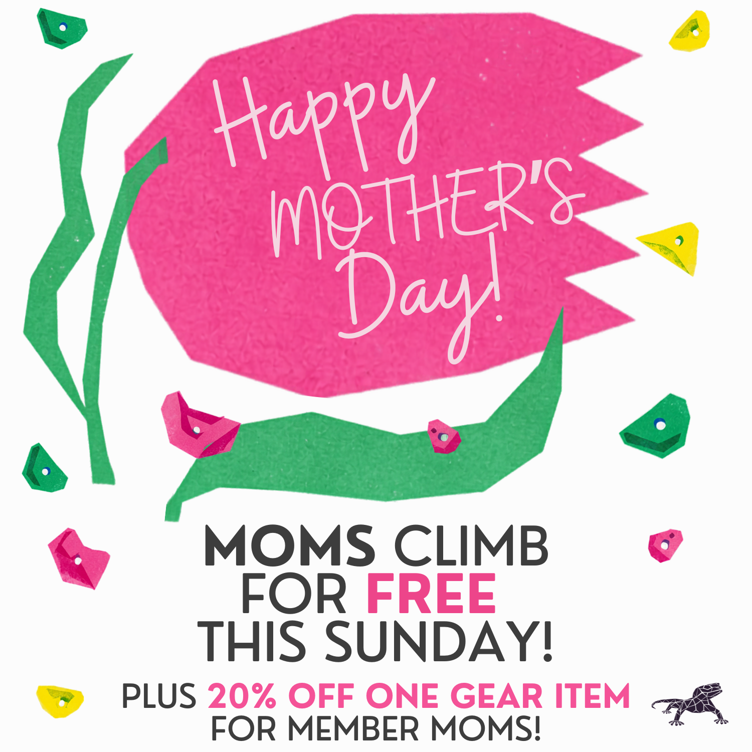 Snag your mom a FREE pass! Member Mom's receive 20% off retail on Sunday!