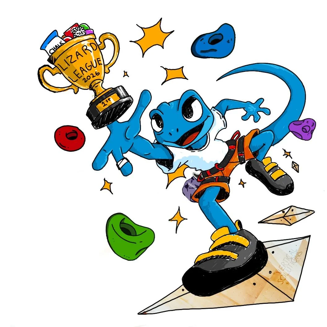 LIZARD LEAGUE is here! March 9 to April 10. Teams of five climbers compete each week on a freshly set climbs, earning points for raffle entries for prizes, superlatives and bragging rights! Signup Today!