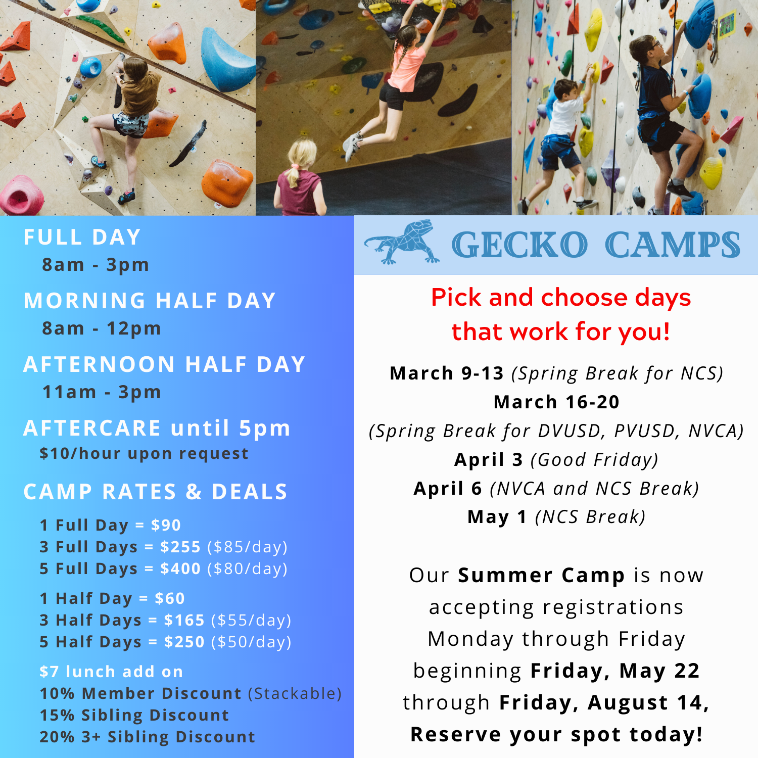 Let your kids climb our walls, not yours!