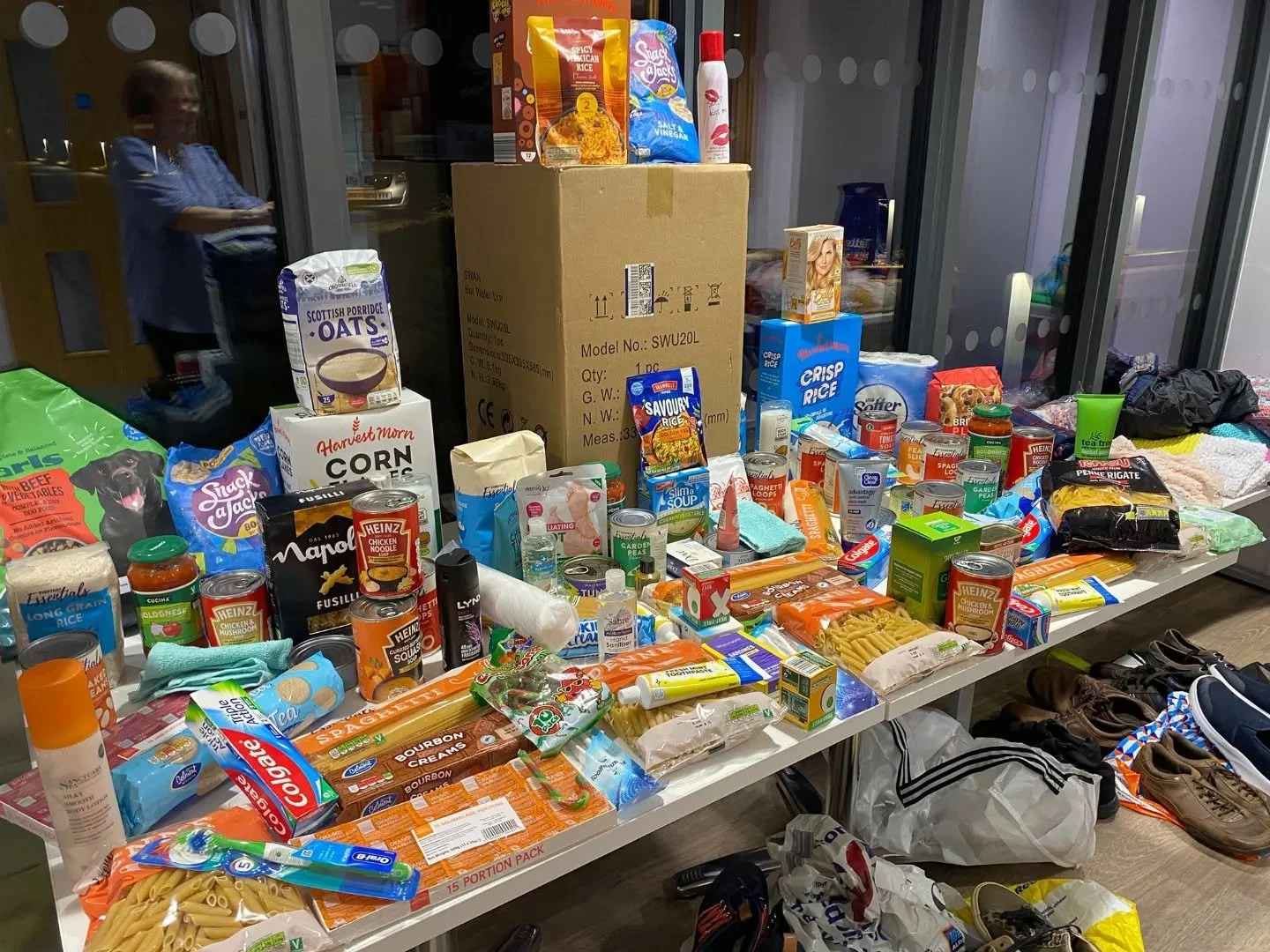 The wonderful team that are Tilehurst Crafters have been amazing again 🧡

They have been collecting, making and buying a huge amount of pantry items, toiletries, pet food, shoes, knitted items and even a brand new water urn!

You are all brilliant -