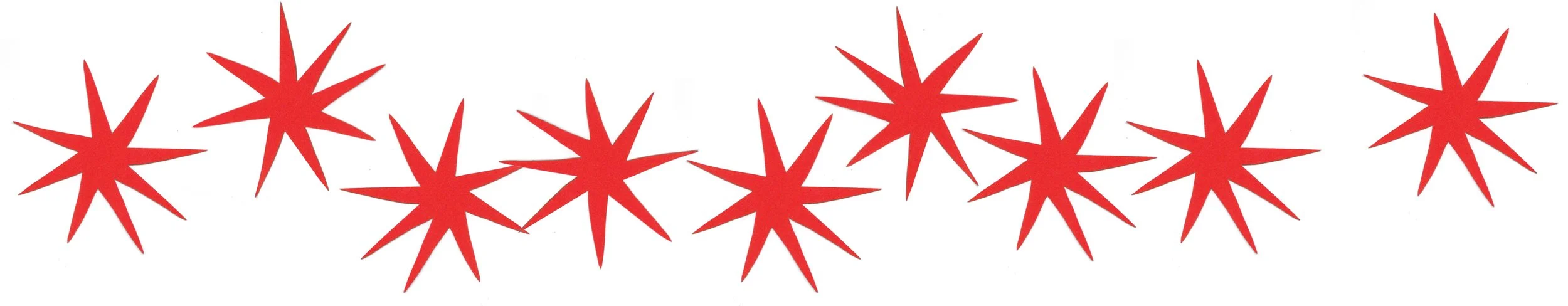 Red stars by artist, Isobel Hill.
