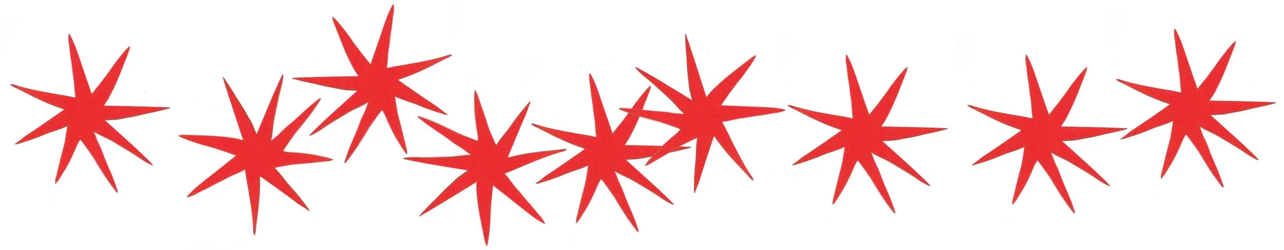 Red stars by artist, Isobel Hill.