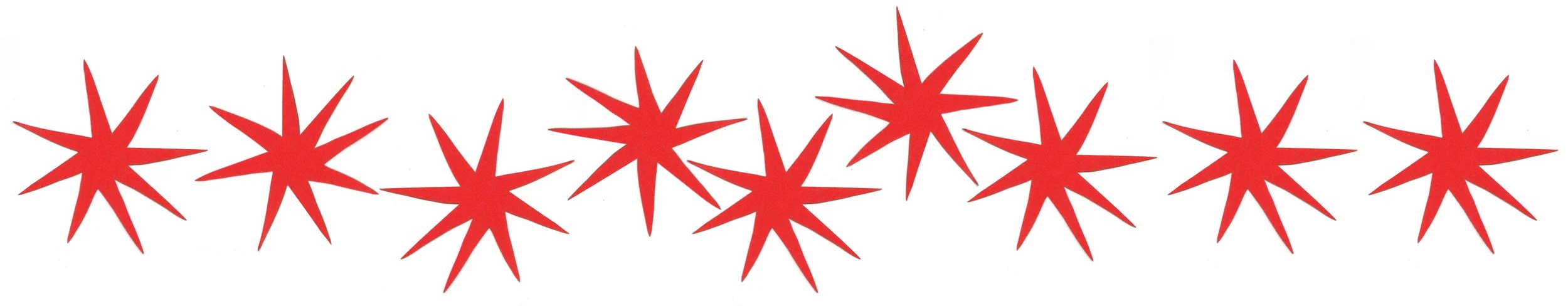 Red stars by artist, Isobel Hill.