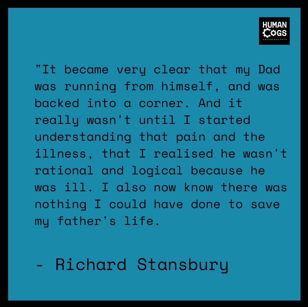 &ldquo;My Dad would have made an amazing grandad. But it wasn&rsquo;t to be.&rdquo;

#HumanCogs @ruokday 
#RichardStansbury EPISODE 
🎙🧠🎧 LISTEN NOW! 

This episode of #HumanCogs starts with Richard Stansbury reading his heart-wrenching eulogy to h