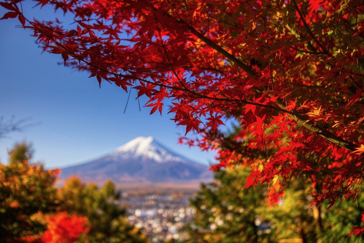   Mt. Fuji from Chureito Pagoda, Japan (ISO 100, 35 mm, f/2.8, 1/640 s)  