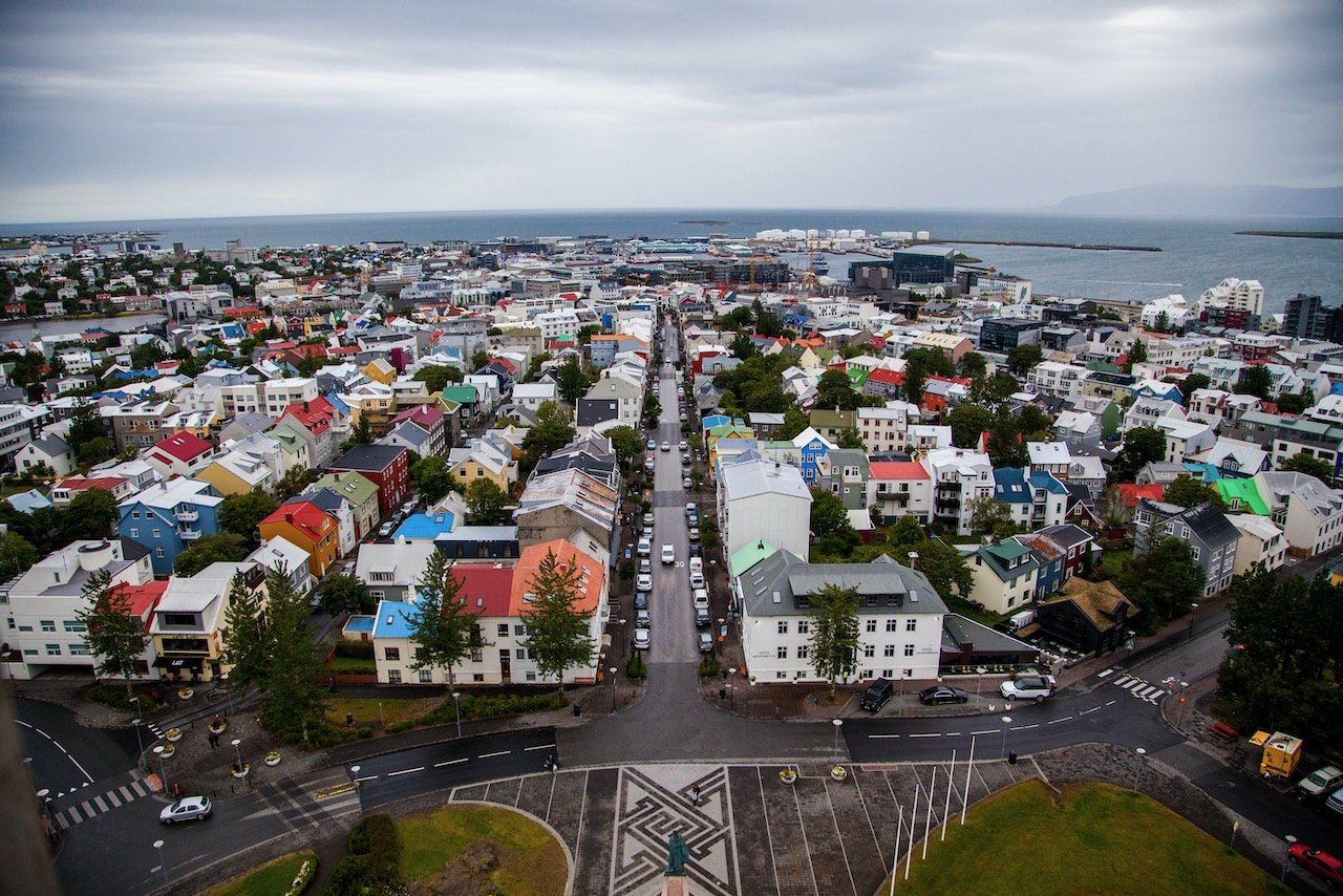   View from Hallgrímskirkja, Reykjavik, Iceland (ISO 800, 24 mm,  f /4, 1/3200 s)  