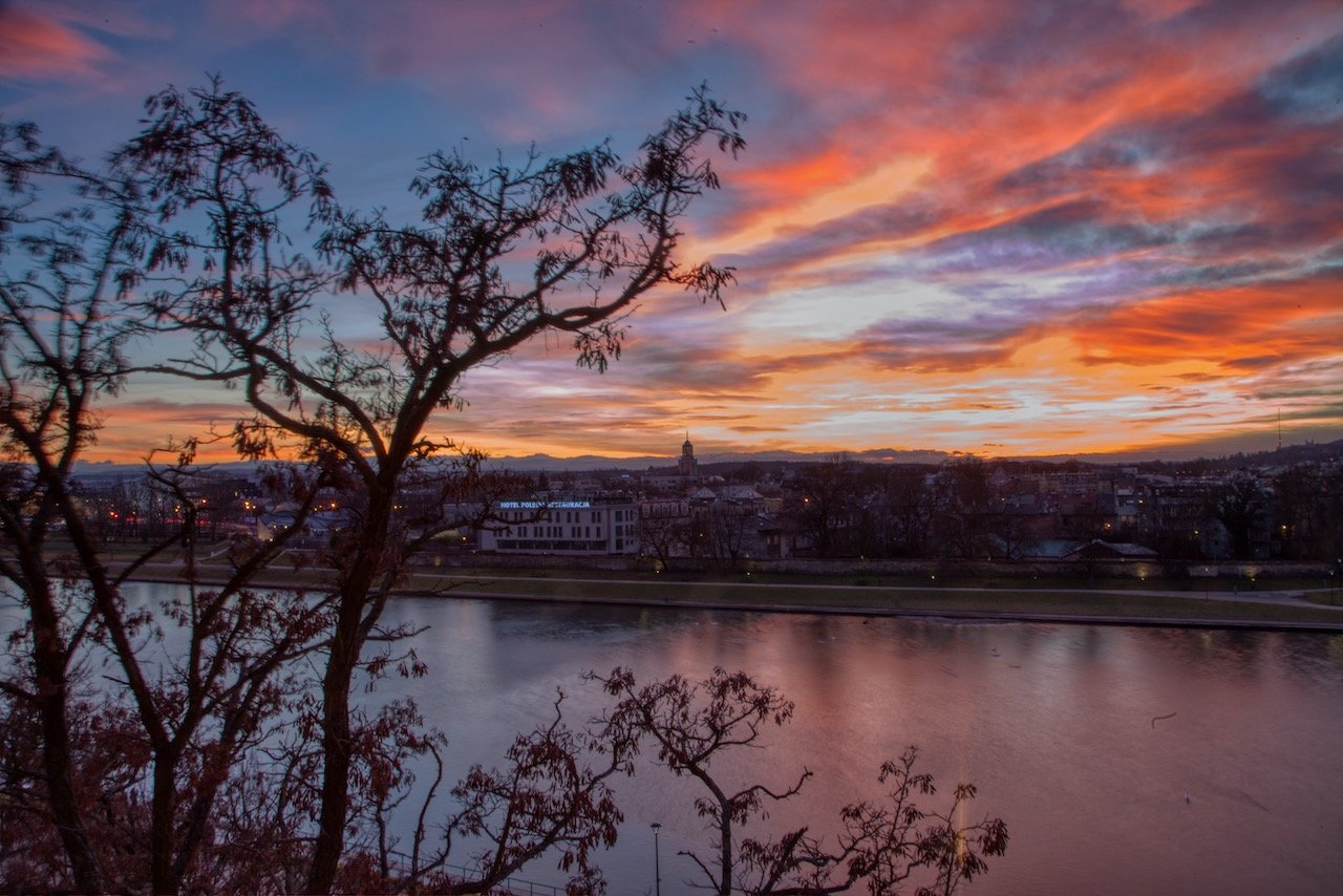   View from Wawel Castle, Kraków, Poland (ISO 100, 24 mm,  f /22, 6 s)  