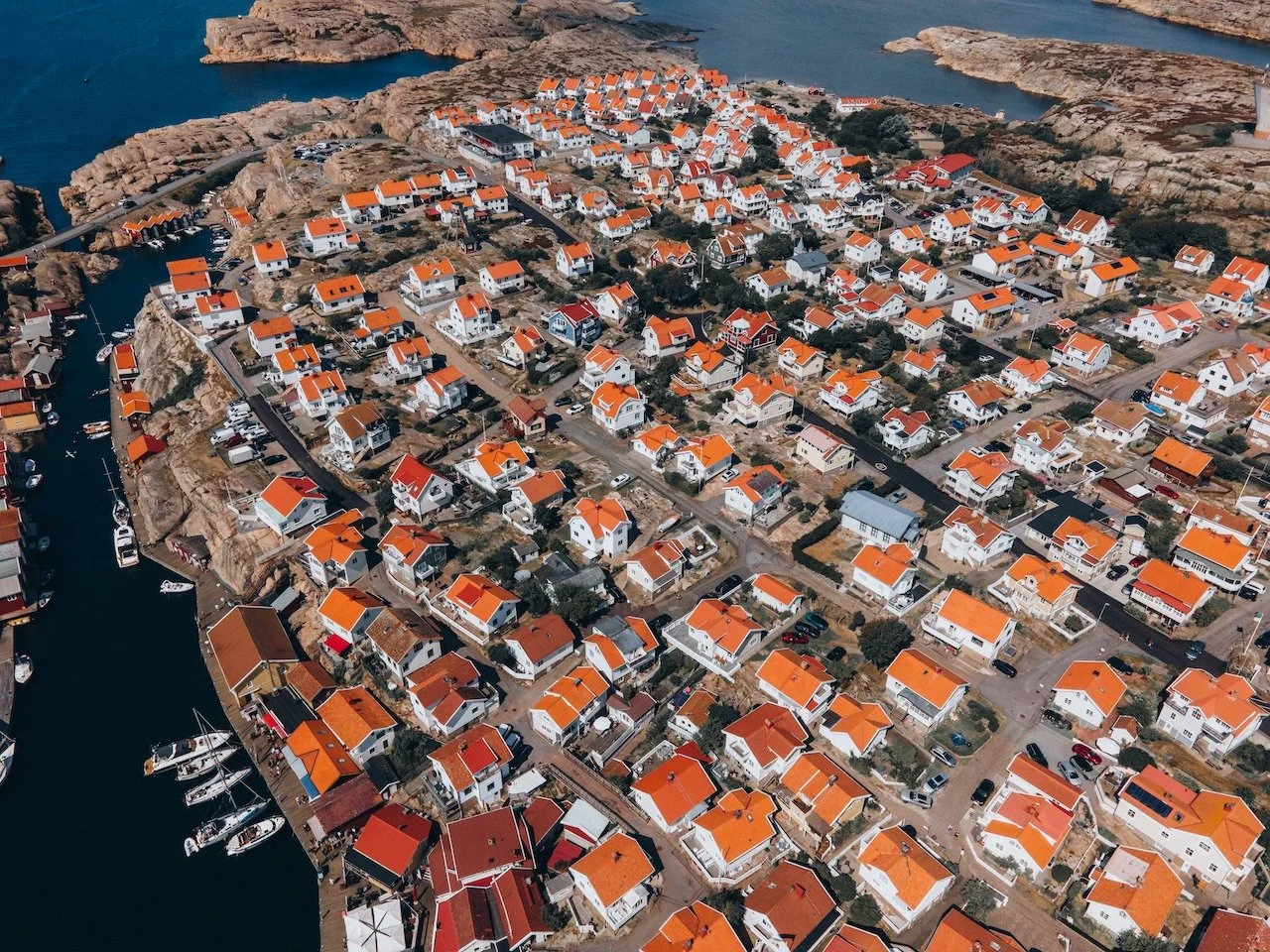 Sm&ouml;gen from above is a mosaic of red rooftops, rocky coastlines, and deep blue sea. This iconic fishing village on Sweden&rsquo;s west coast shows its true character when seen from the sky &mdash; raw, colorful, and shaped by the ocean. One of B