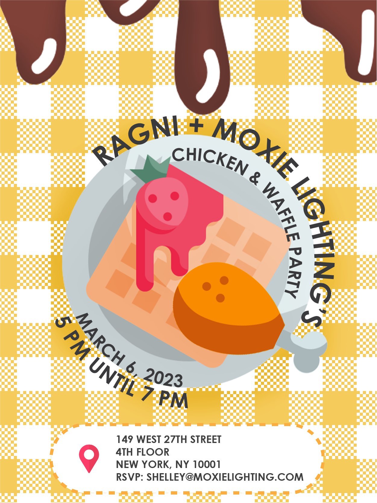 You're invited to @ragnilighting + Moxie Lighting's Chicken and Waffle Party!

Come join us for a delicious dinner of comfort food. We'll be serving up hot crispy waffles with a variety of toppings, fried chicken, and all the fixings.

Let's get toge