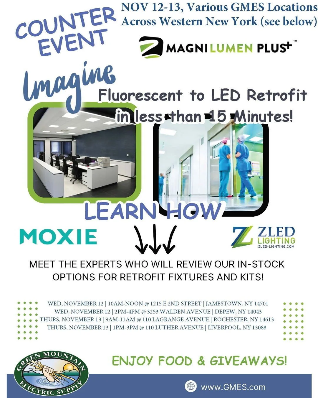 Catch Moxie in the wild as we travel across WNY with @zled_lighting sharing the value of their #Magnilumen offering. We have all your retrofit applications in one place. Say goodbye to LED tubes, say hello to this. We retrofit panels, wraps, high bay