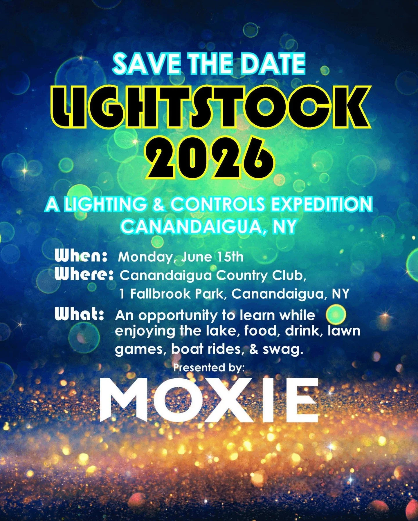 Moxie Lightstock returns Mon, 6/15 to @thefallbrookhouse at @ccc14424. Clear your calendar, save the date, and join us on the lake for a lighting &amp; controls expedition. Follow our social channels to stay updated and catch our RSVP when it goes li