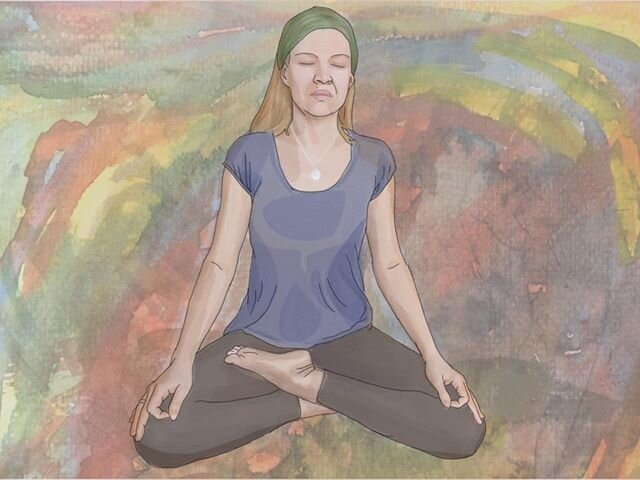Illustrasjon av kvinne i meditasjonsstilling