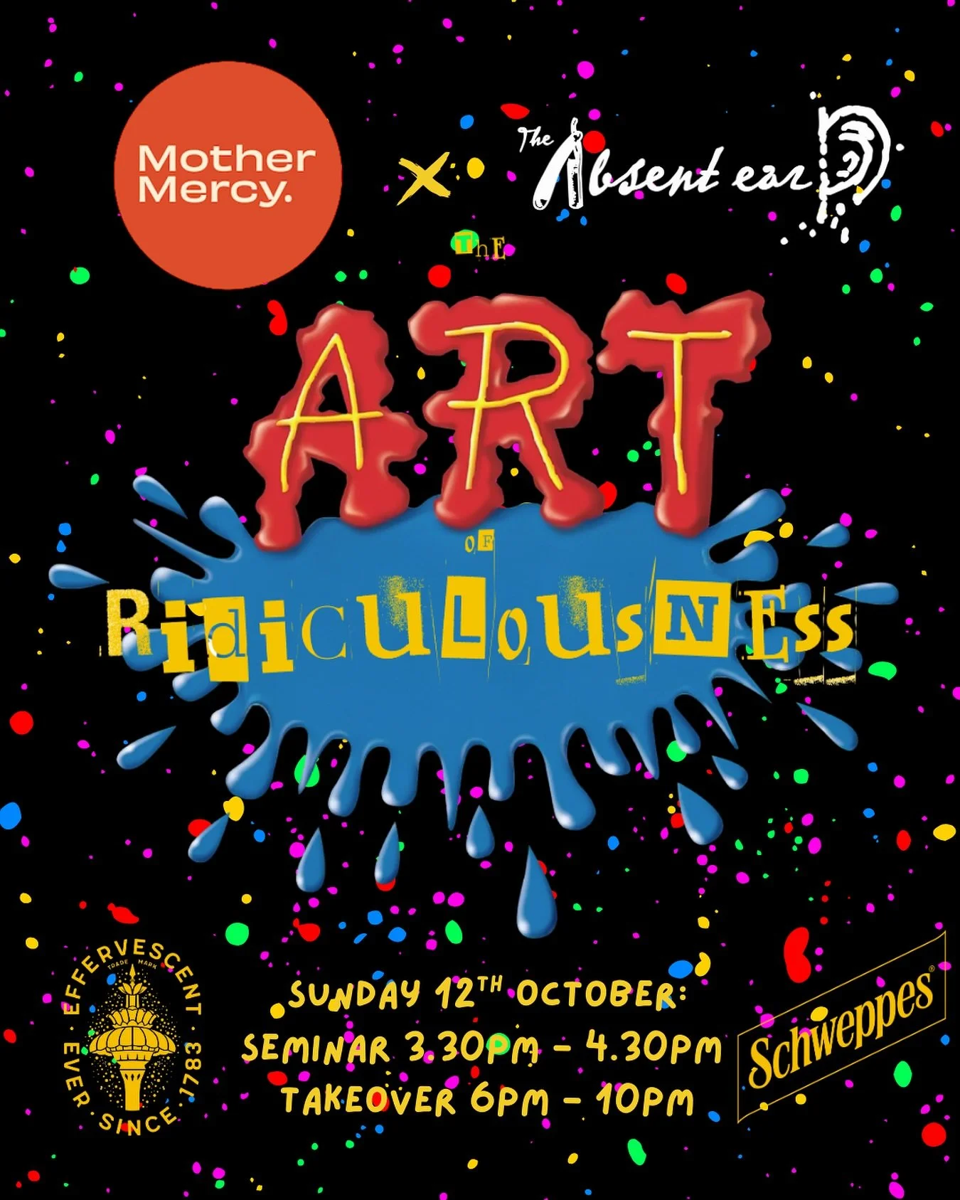 Mother Mercy X The Absent Ear Present...
⚡️The Art of Ridiculousness ⚡️

For one unforgettable night, Mother Mercy Cloth Market is handing over the reins to the creative masterminds from @theabsentear 

Expect bold flavours, eccentric serves, and coc