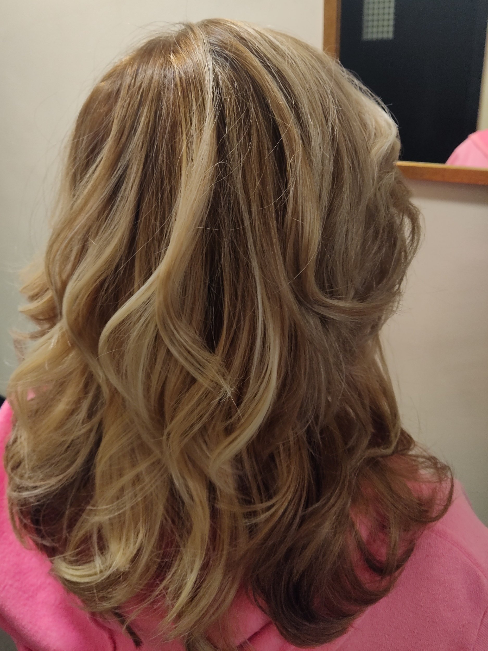 Colour Retouch, Low lights, Highlights, Haircut, Blowdry and Hot Tools